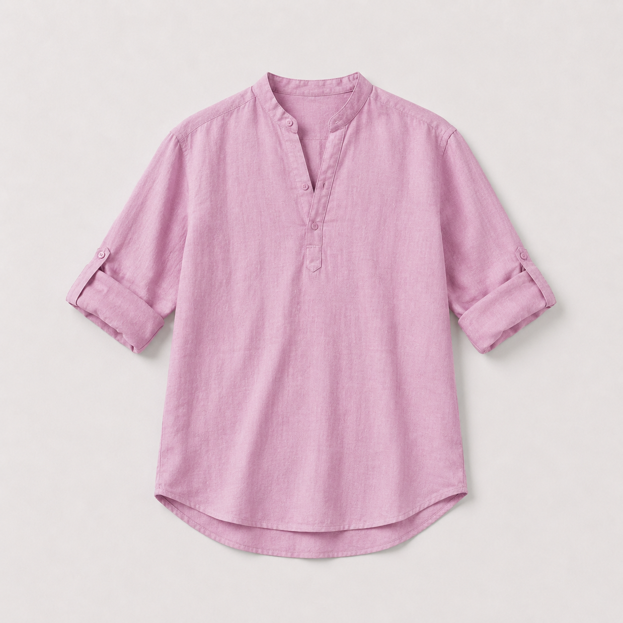Men's Henley Neck Roll Sleeve Shirt