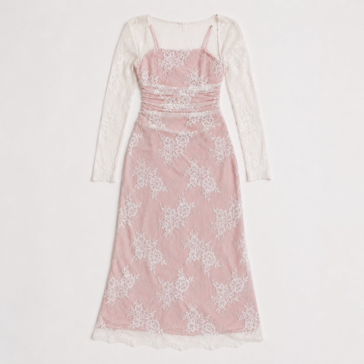 Women's Square Neck Embroidered Long-Sleeve Maxi Dress
