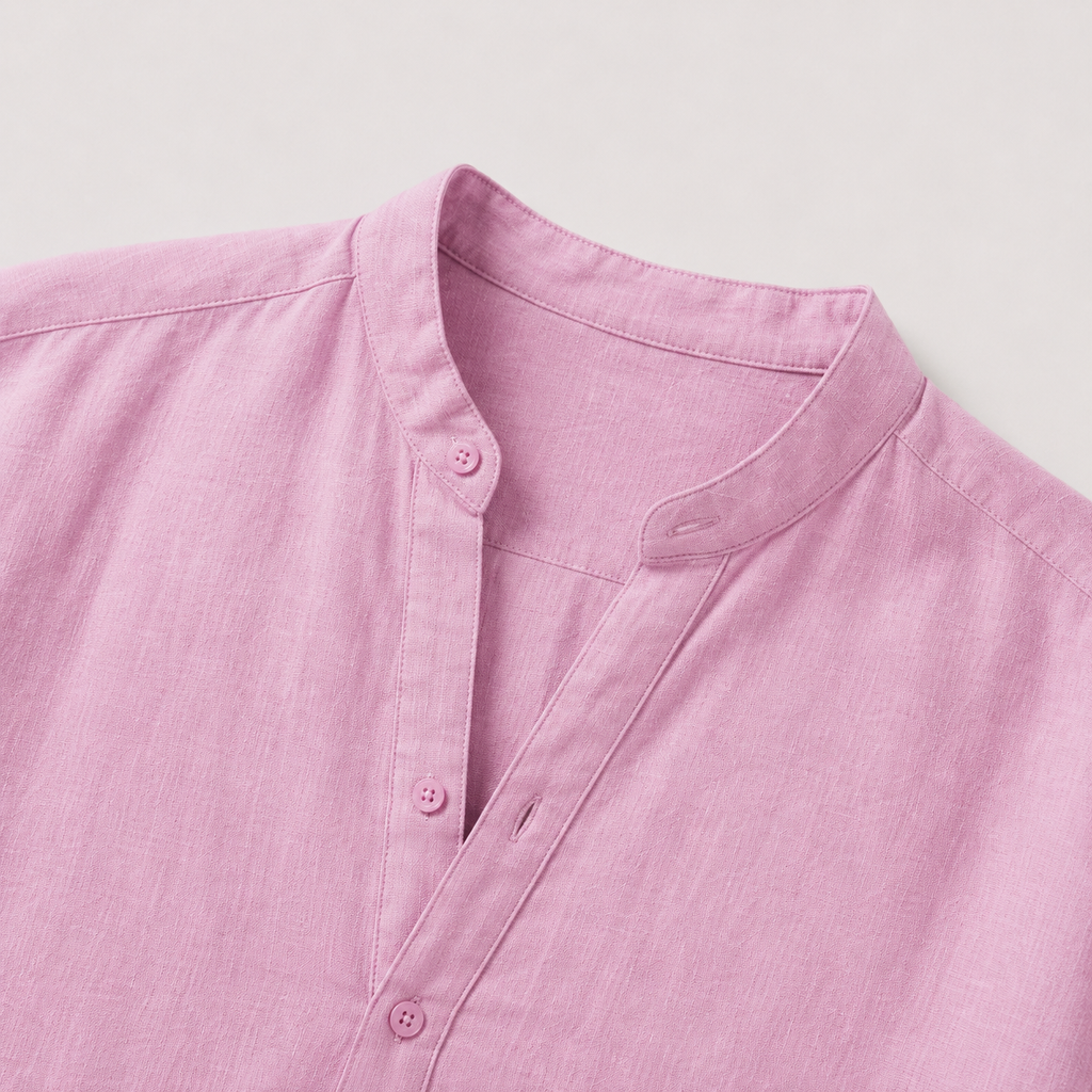 Men's Henley Neck Roll Sleeve Shirt