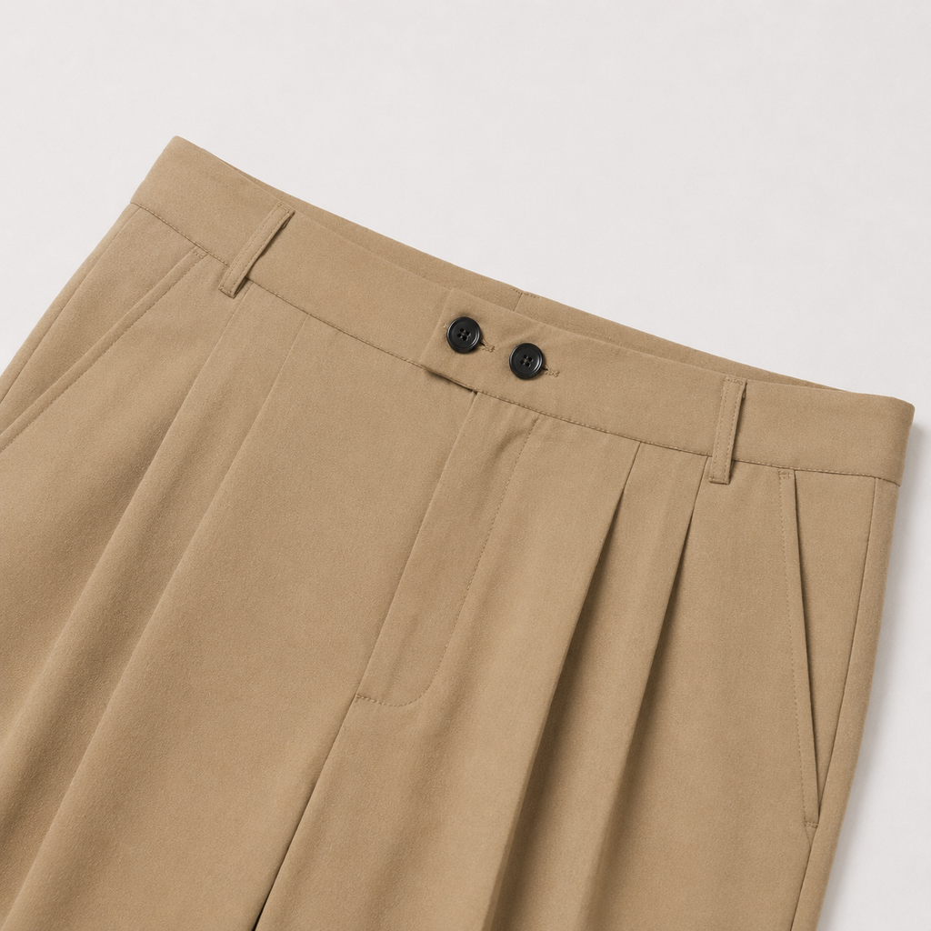 Men’s Casual Pleated Straight Leg Trousers