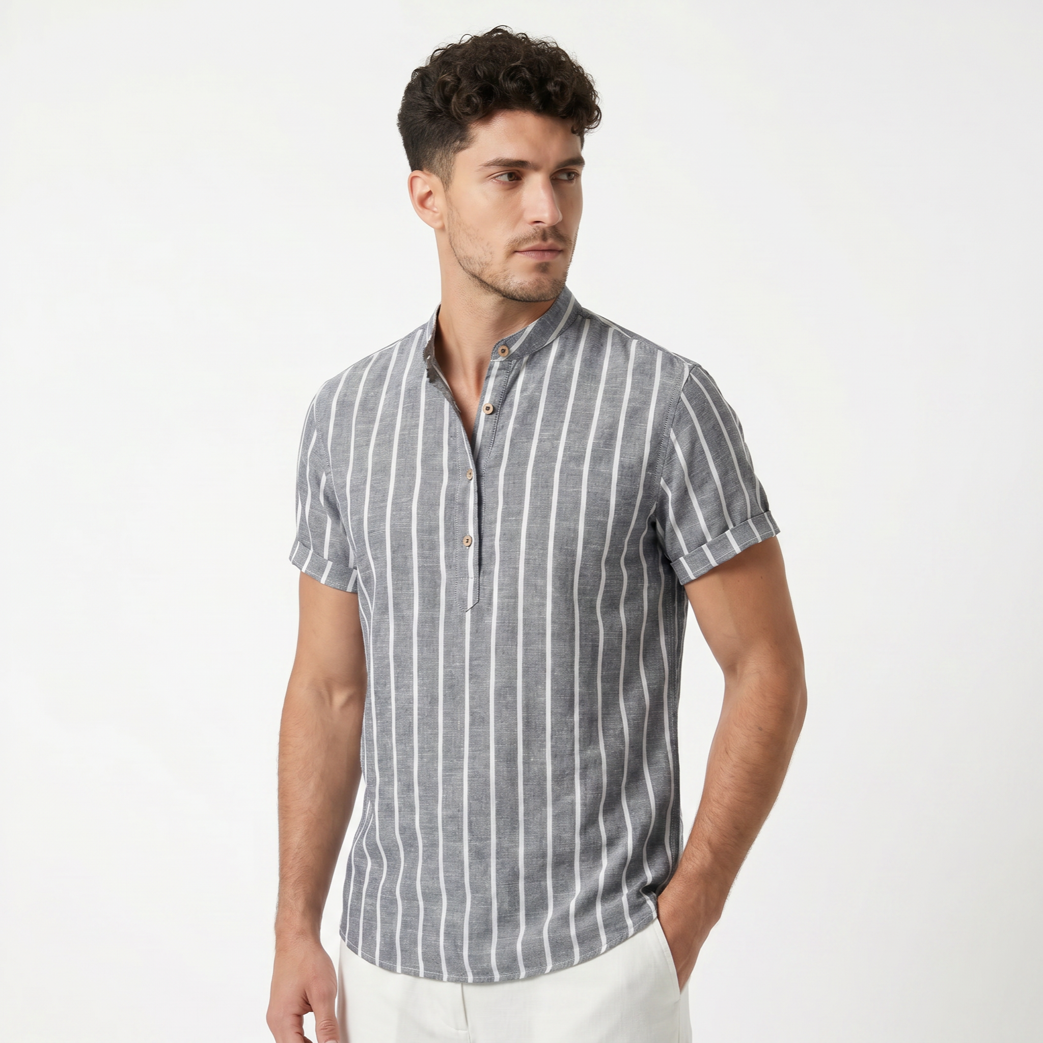 Men's Striped Short Sleeve Shirt