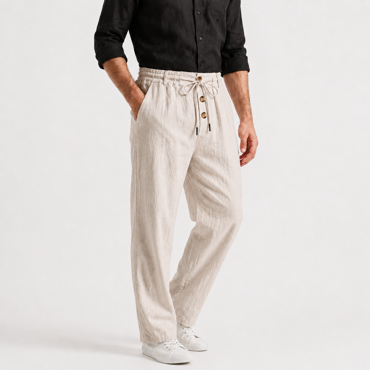 Men's Linen Drawstring Wide Leg Pants
