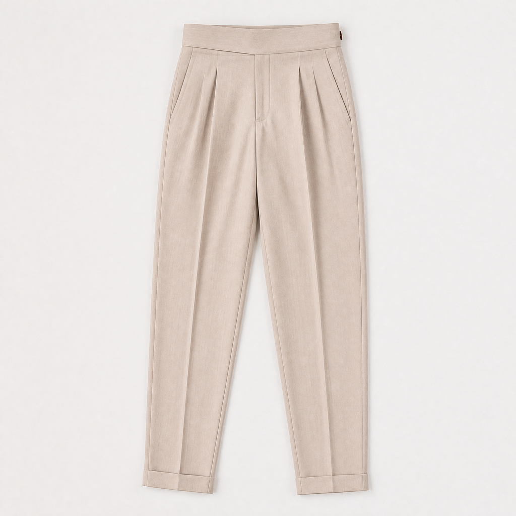 Men’s High-Rise Pleated Tapered Trousers