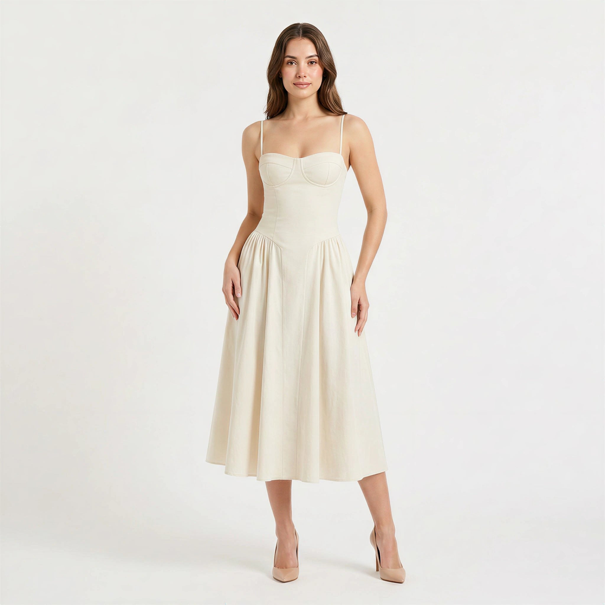 Women's Floral Strappy Fit-And-Flare Midi Dress