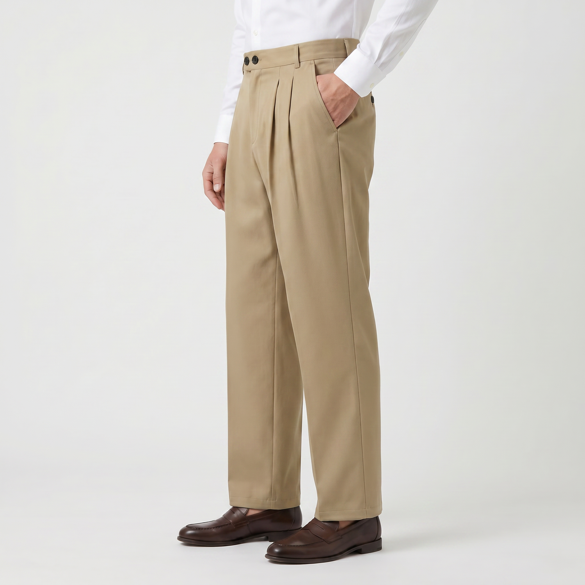 Men’s Casual Pleated Straight Leg Trousers