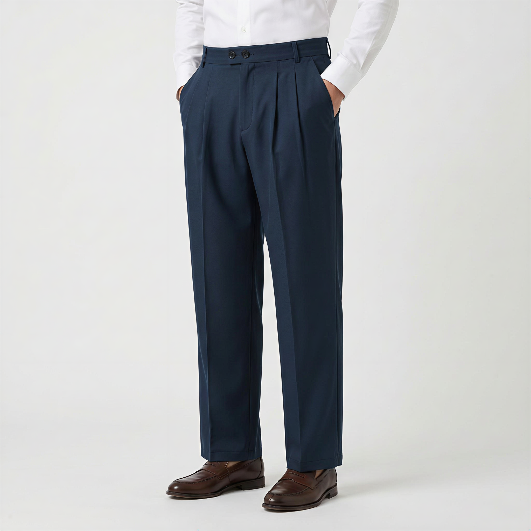Men’s Casual Pleated Straight Leg Trousers