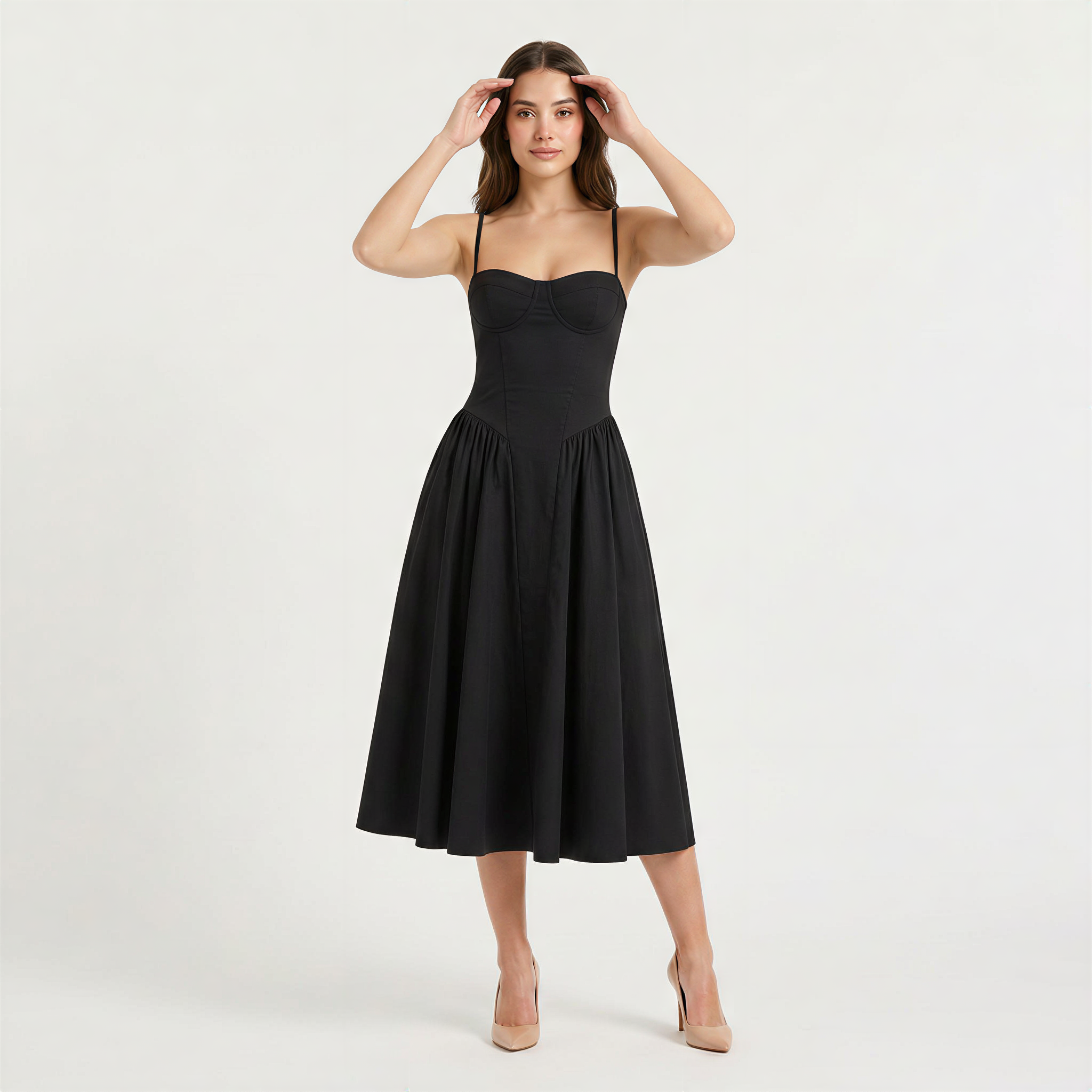 Women's Floral Strappy Fit-And-Flare Midi Dress