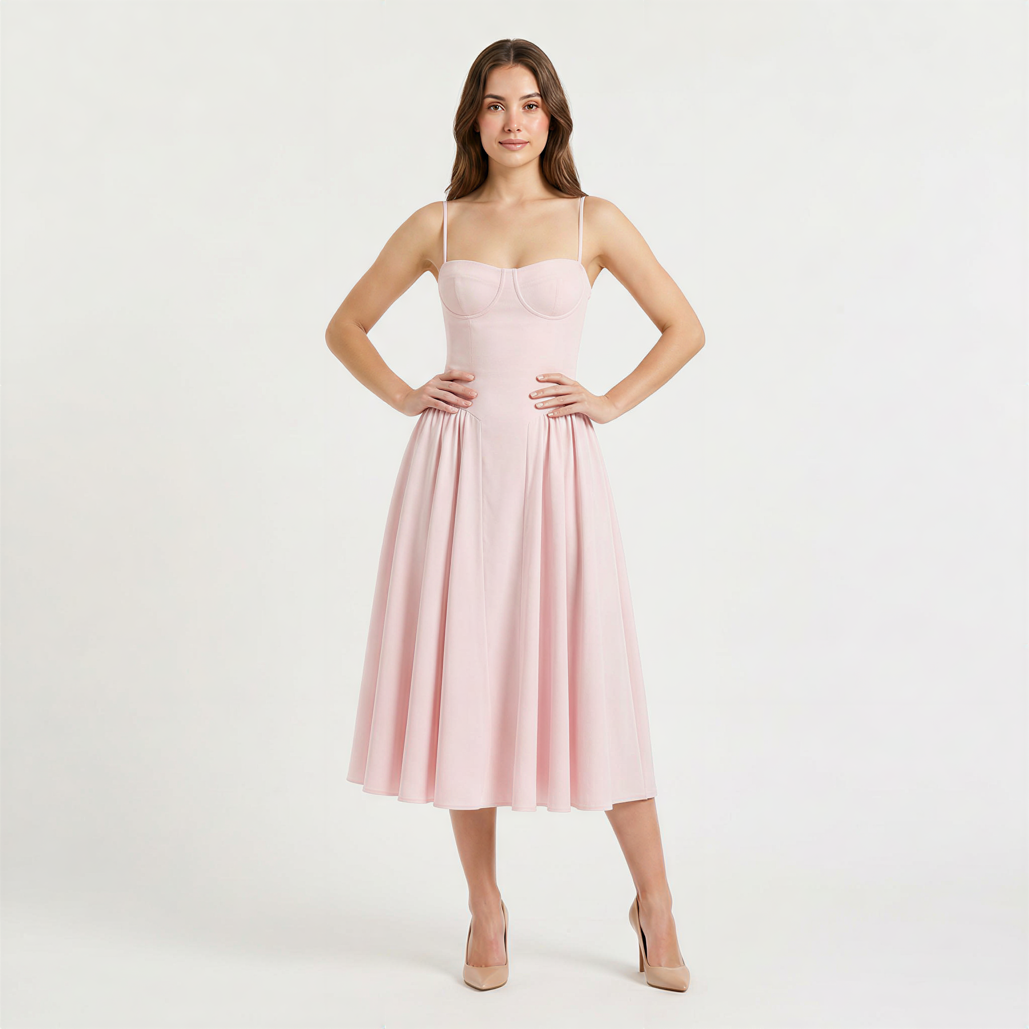 Women's Floral Strappy Fit-And-Flare Midi Dress