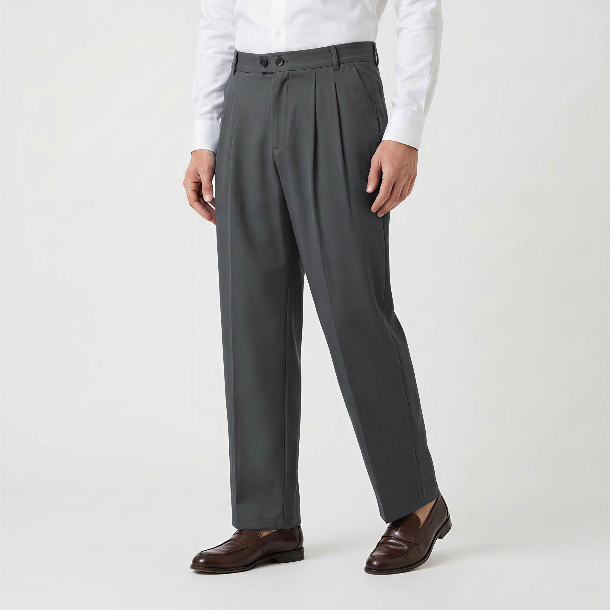 Men’s Casual Pleated Straight Leg Trousers