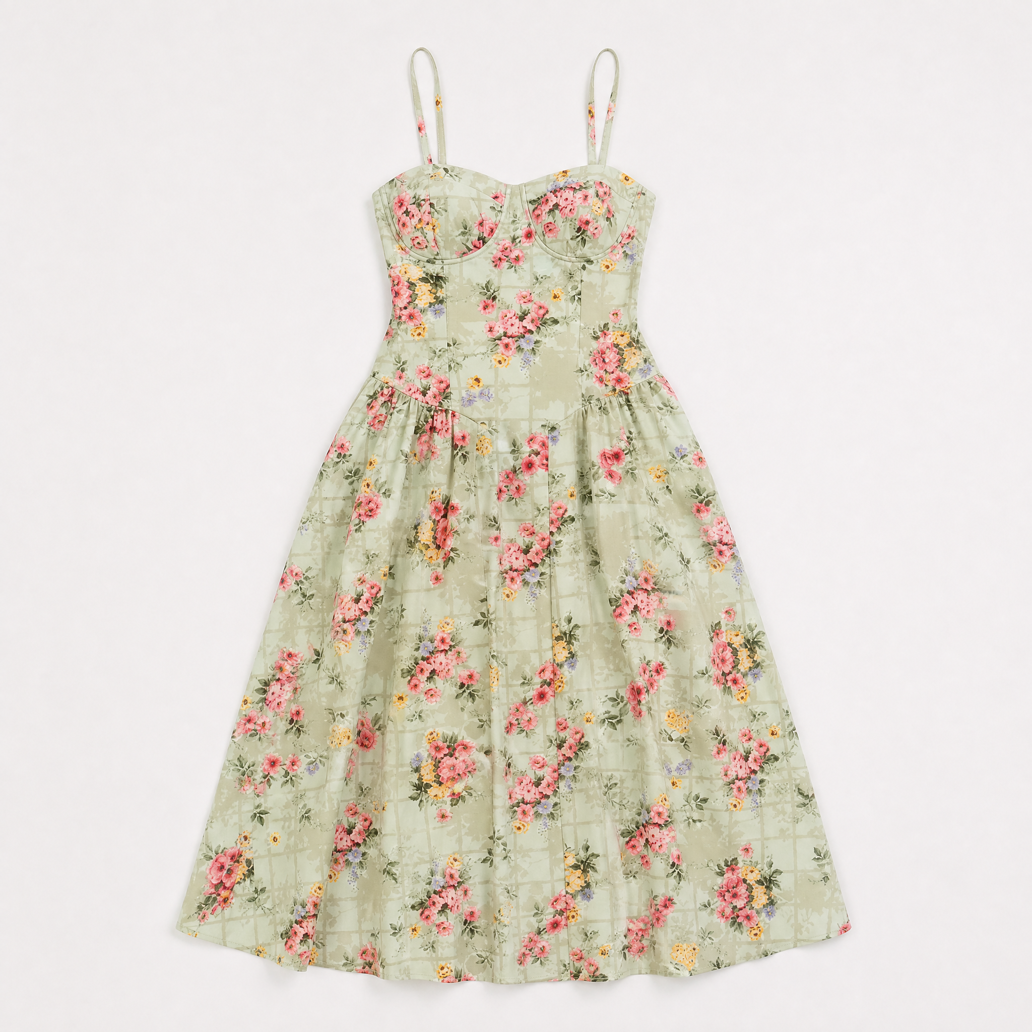 Women's Floral Strappy Fit-And-Flare Midi Dress
