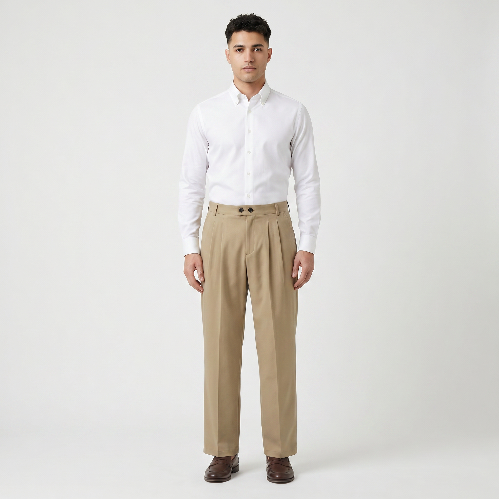 Men’s Casual Pleated Straight Leg Trousers