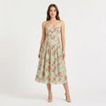 Women's Floral Strappy Fit-And-Flare Midi Dress