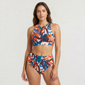 Women's High-Waisted Bikini Set with Sport Crop Top