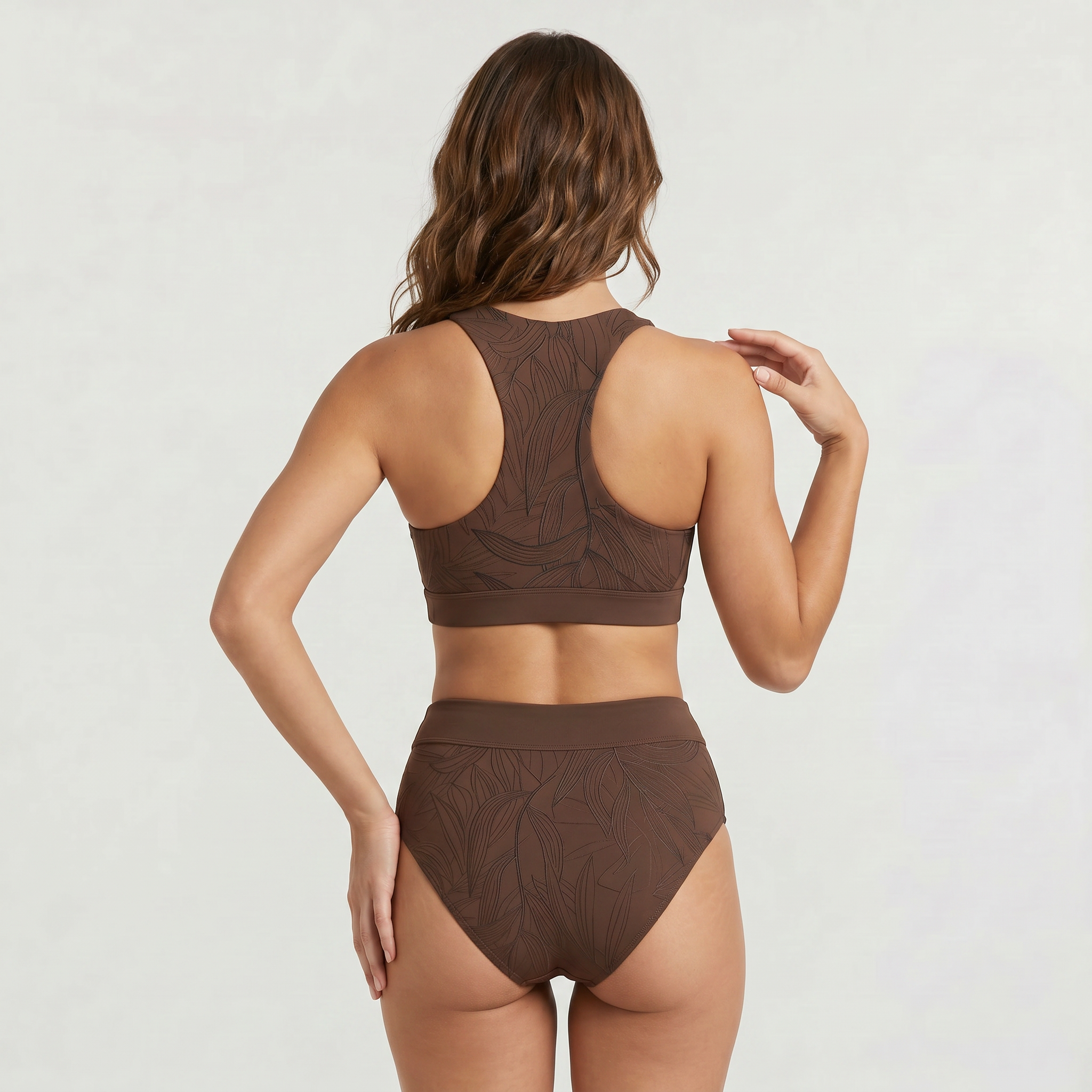 Women's High-Waisted Bikini Set with Sport Crop Top