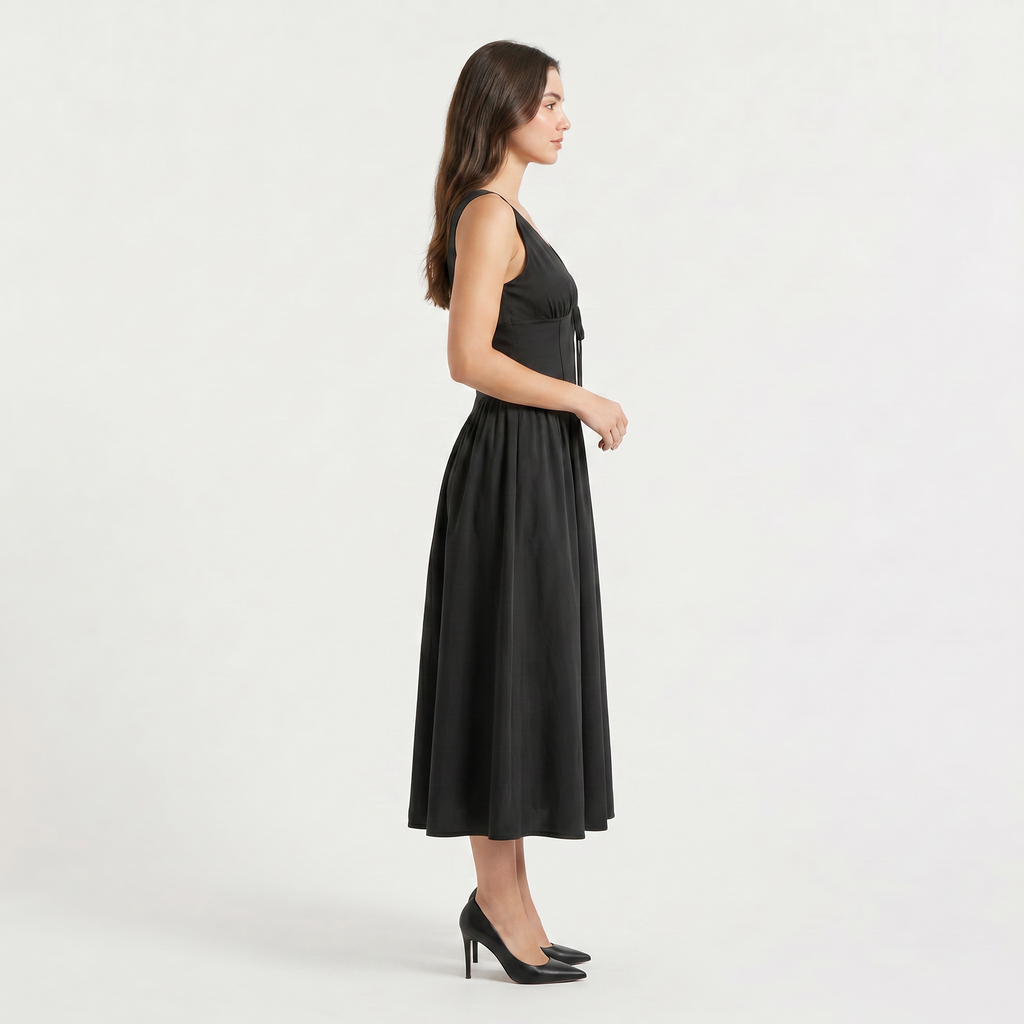 Women's Sleeveless V-Neck Midi Dress