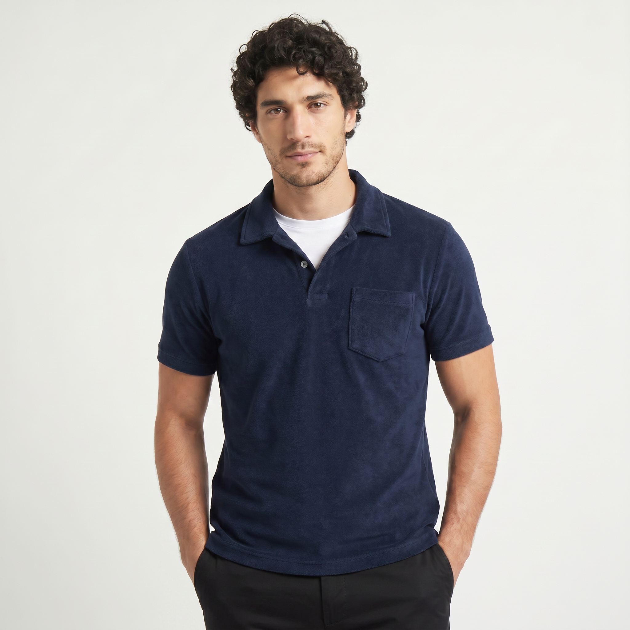 Men's Cotton Terry Towelling Polo Shirt