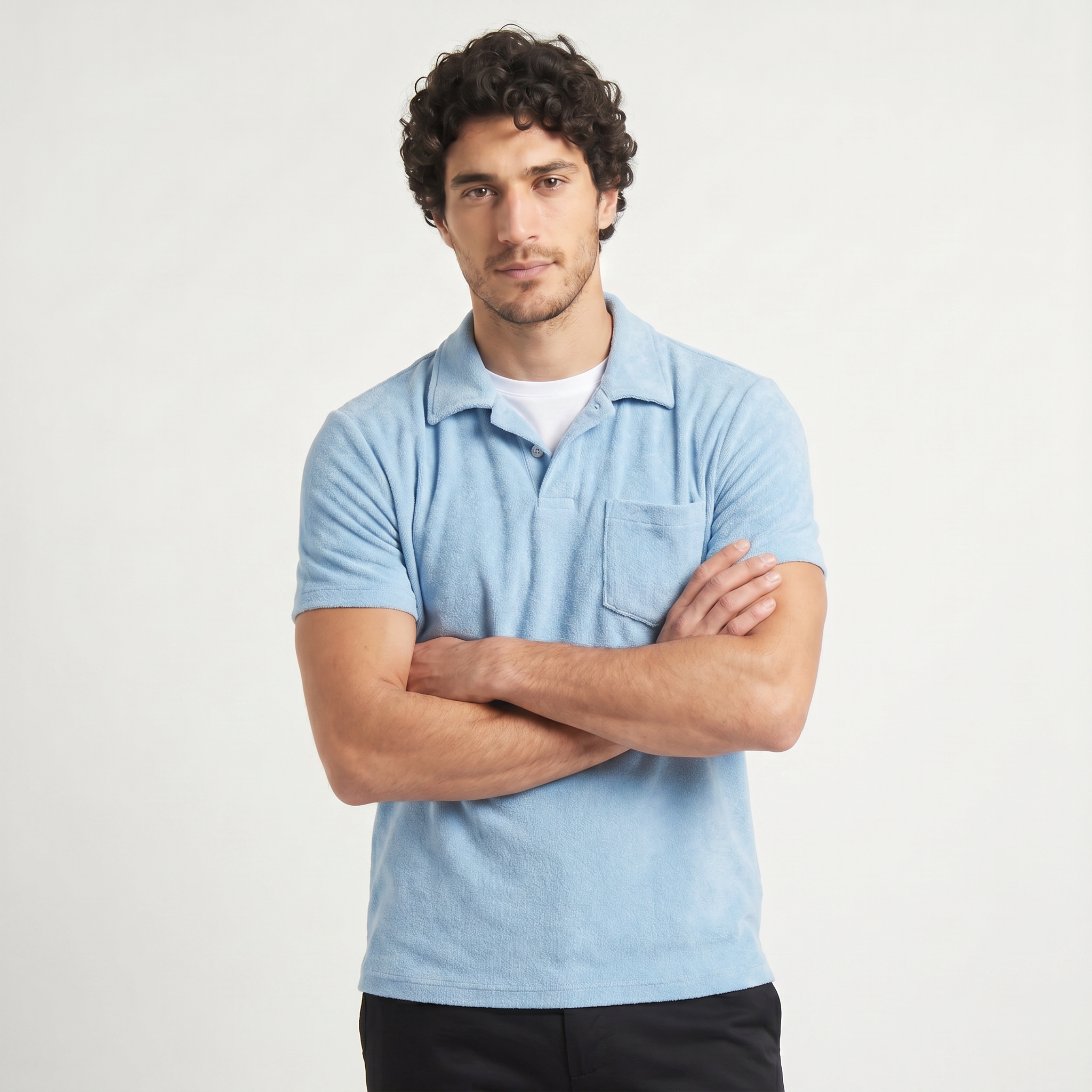 Men's Cotton Terry Towelling Polo Shirt