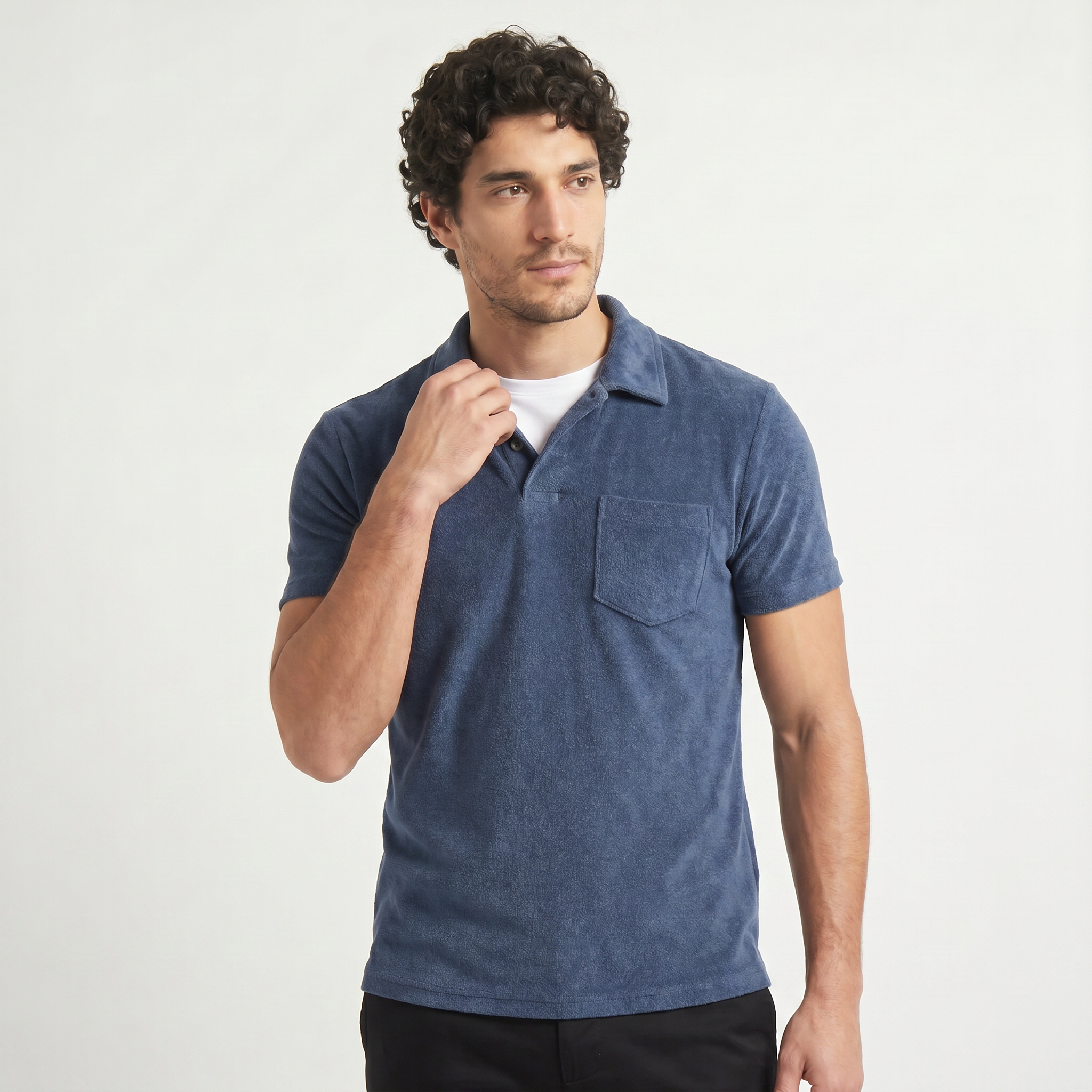 Men's Cotton Terry Towelling Polo Shirt