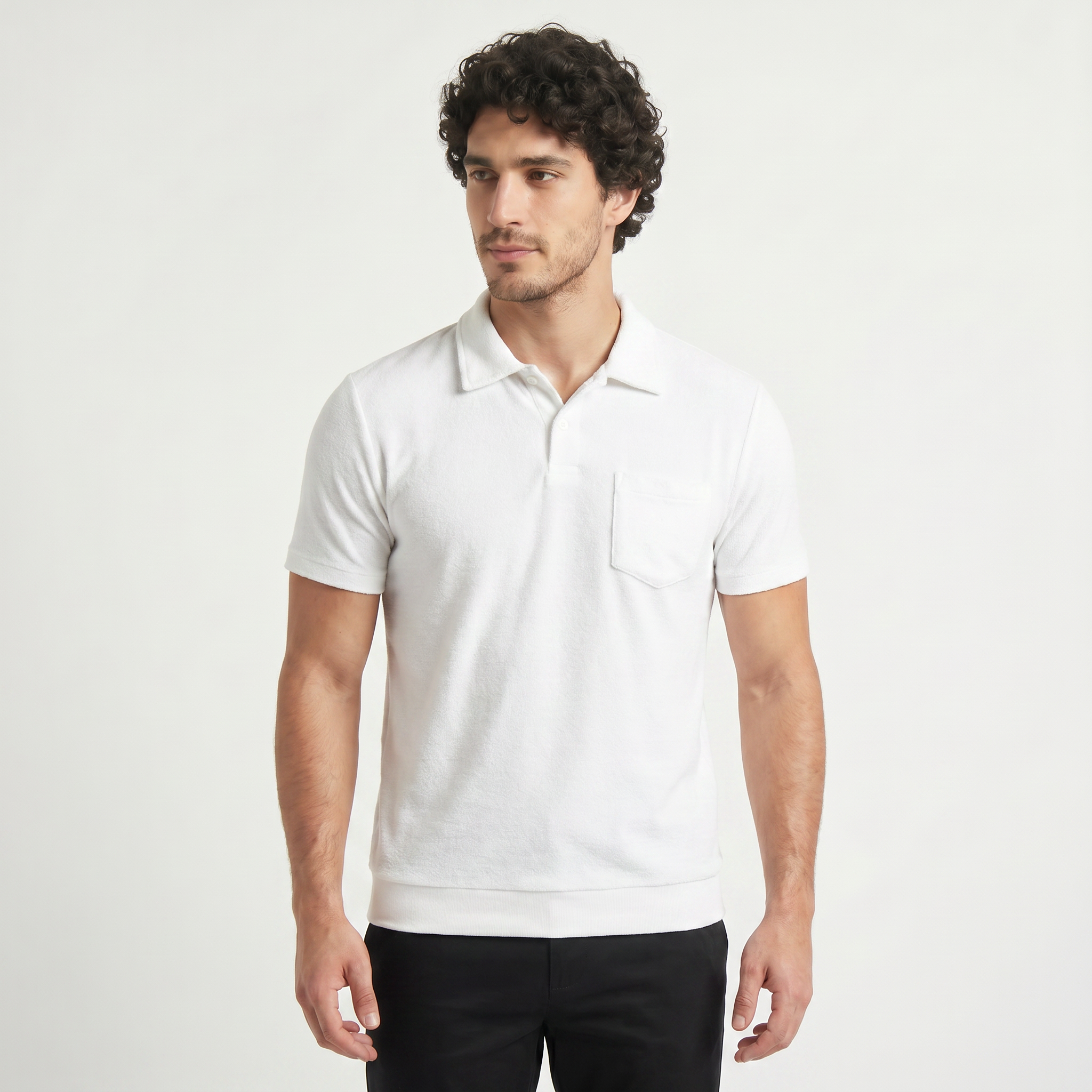 Men's Cotton Terry Towelling Polo Shirt