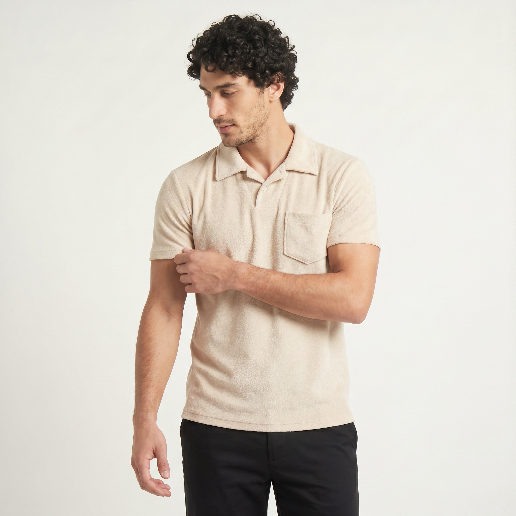 Men's Cotton Terry Towelling Polo Shirt