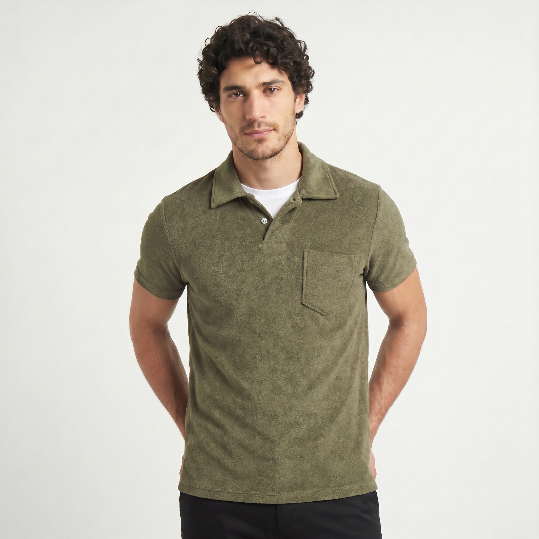 Men's Cotton Terry Towelling Polo Shirt