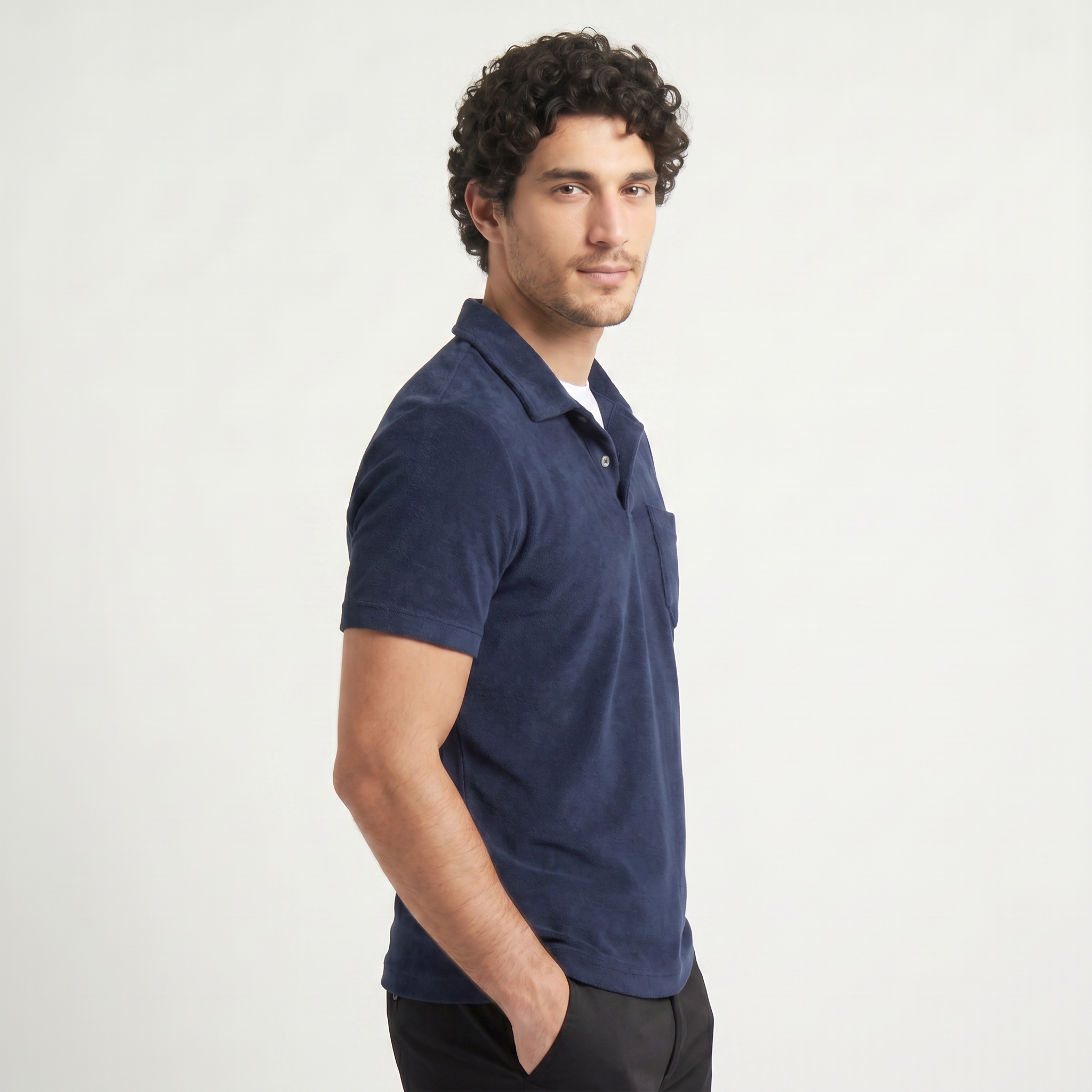 Men's Cotton Terry Towelling Polo Shirt