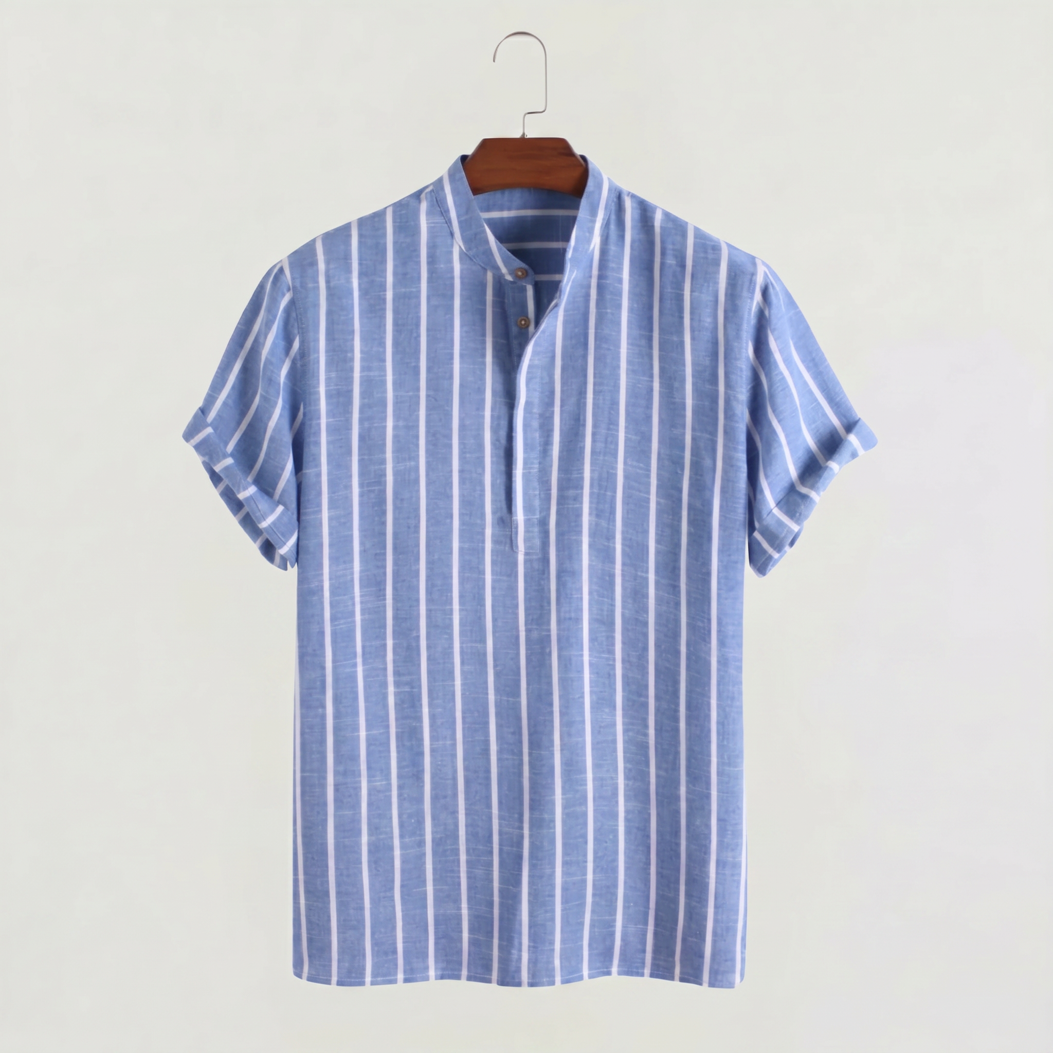 Men's Linen Blend Striped Sailor Pullover Shirt