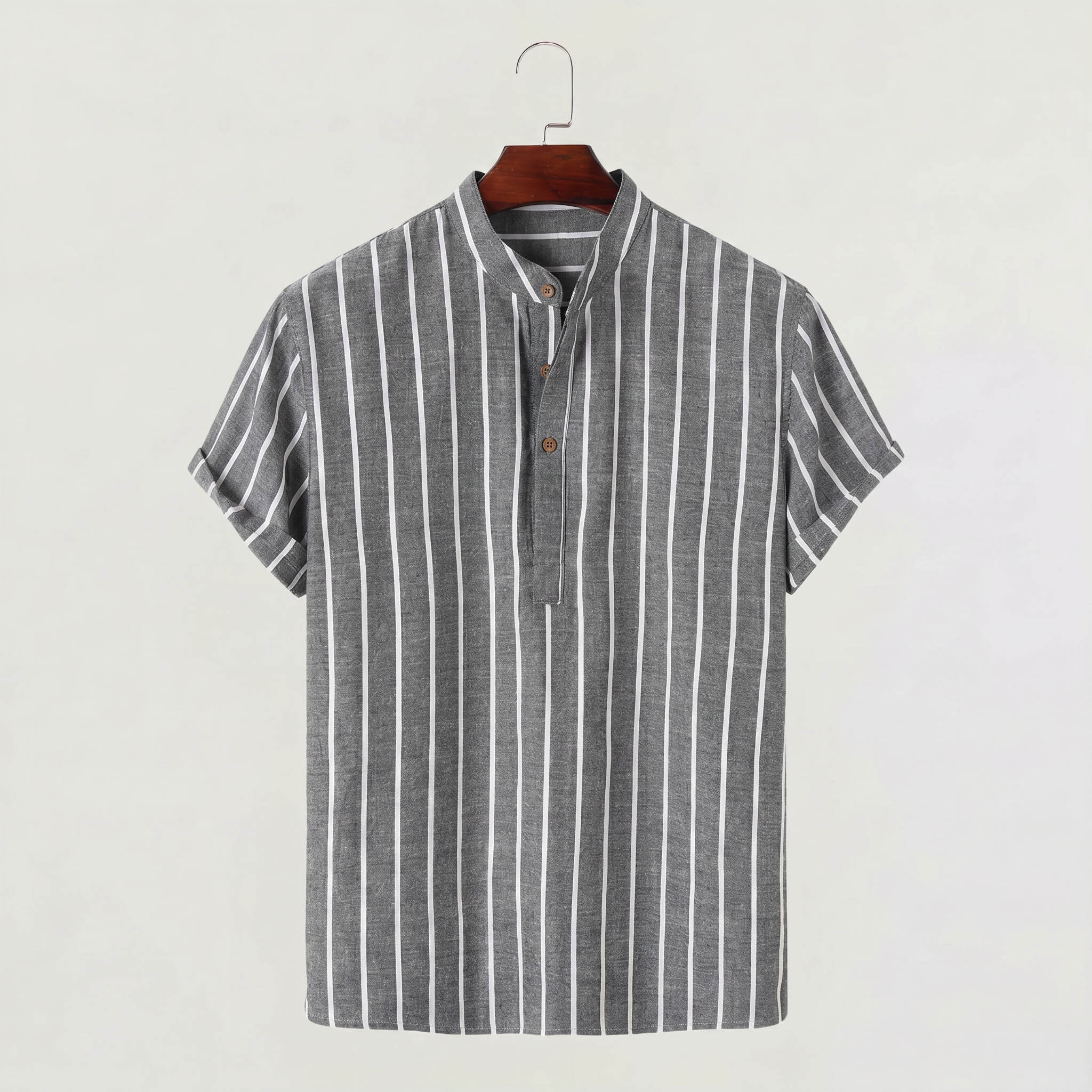 Men's Linen Blend Striped Sailor Pullover Shirt