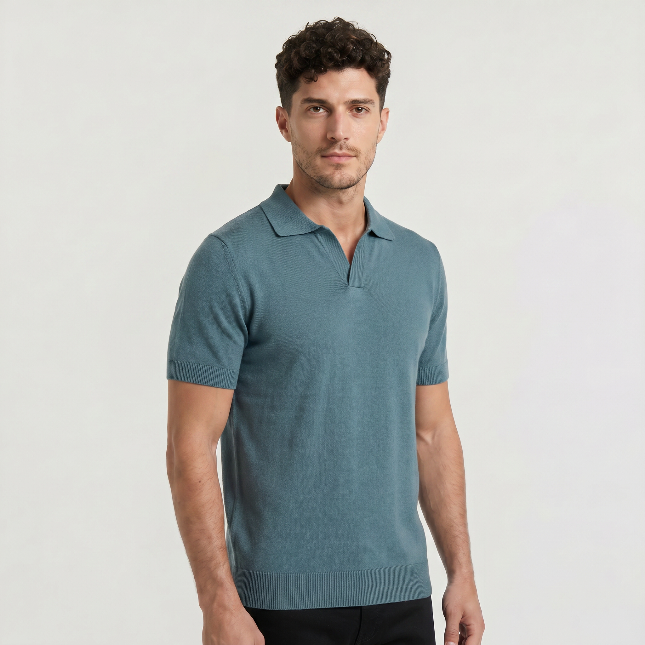 Men's Slim-Fit Knitted Polo Shirt