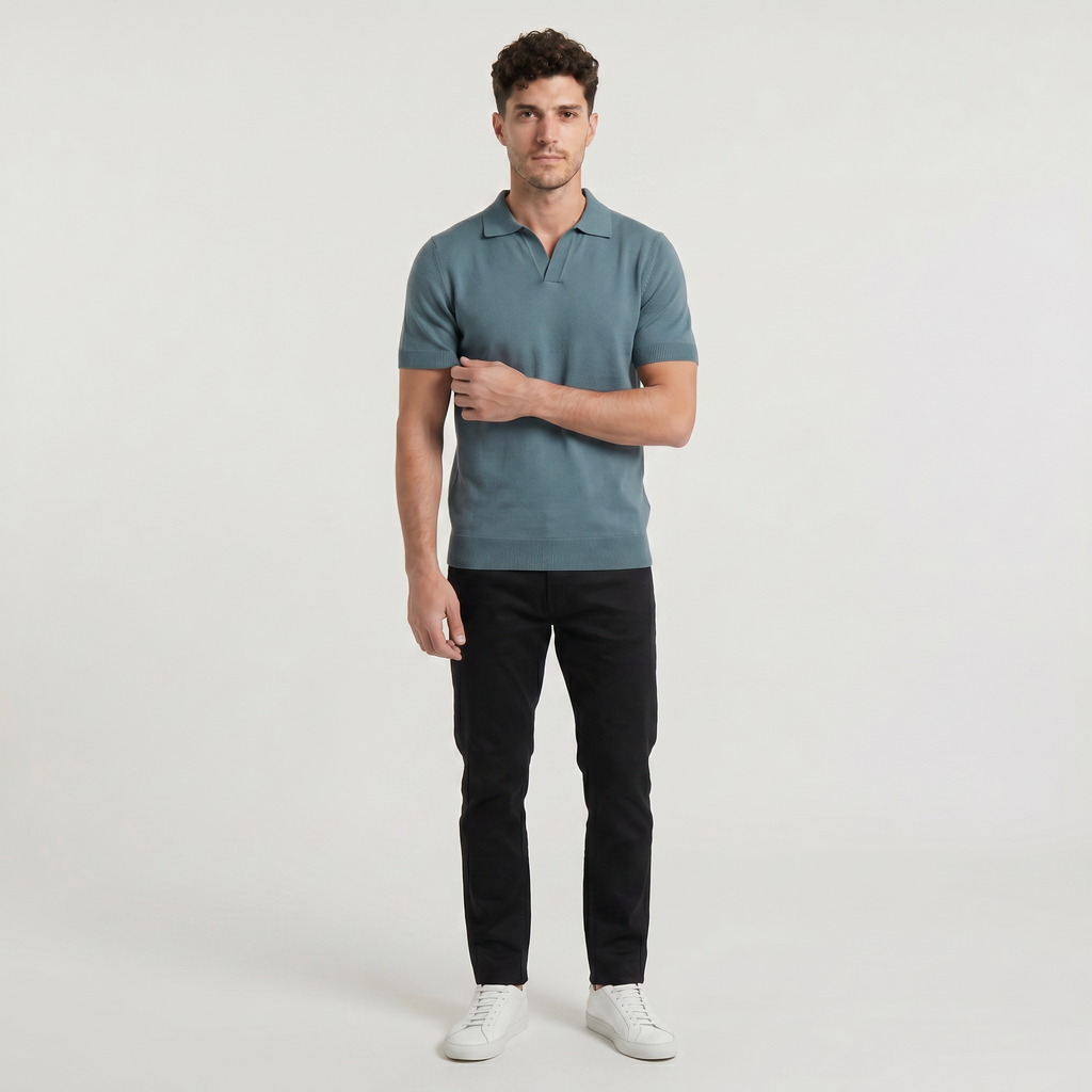 Men's Slim-Fit Knitted Polo Shirt