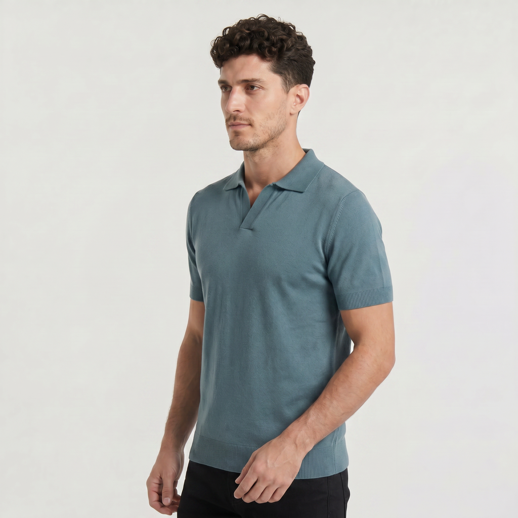 Men's Slim-Fit Knitted Polo Shirt