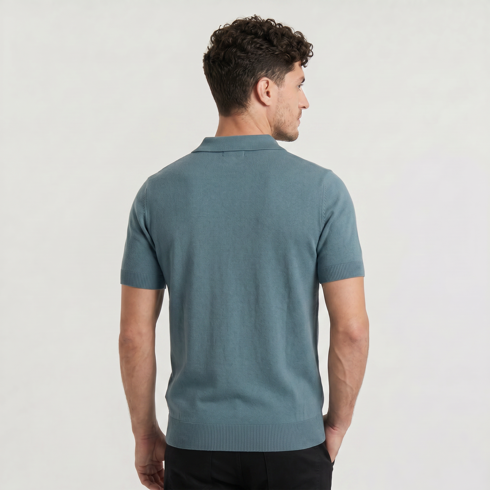 Men's Slim-Fit Knitted Polo Shirt