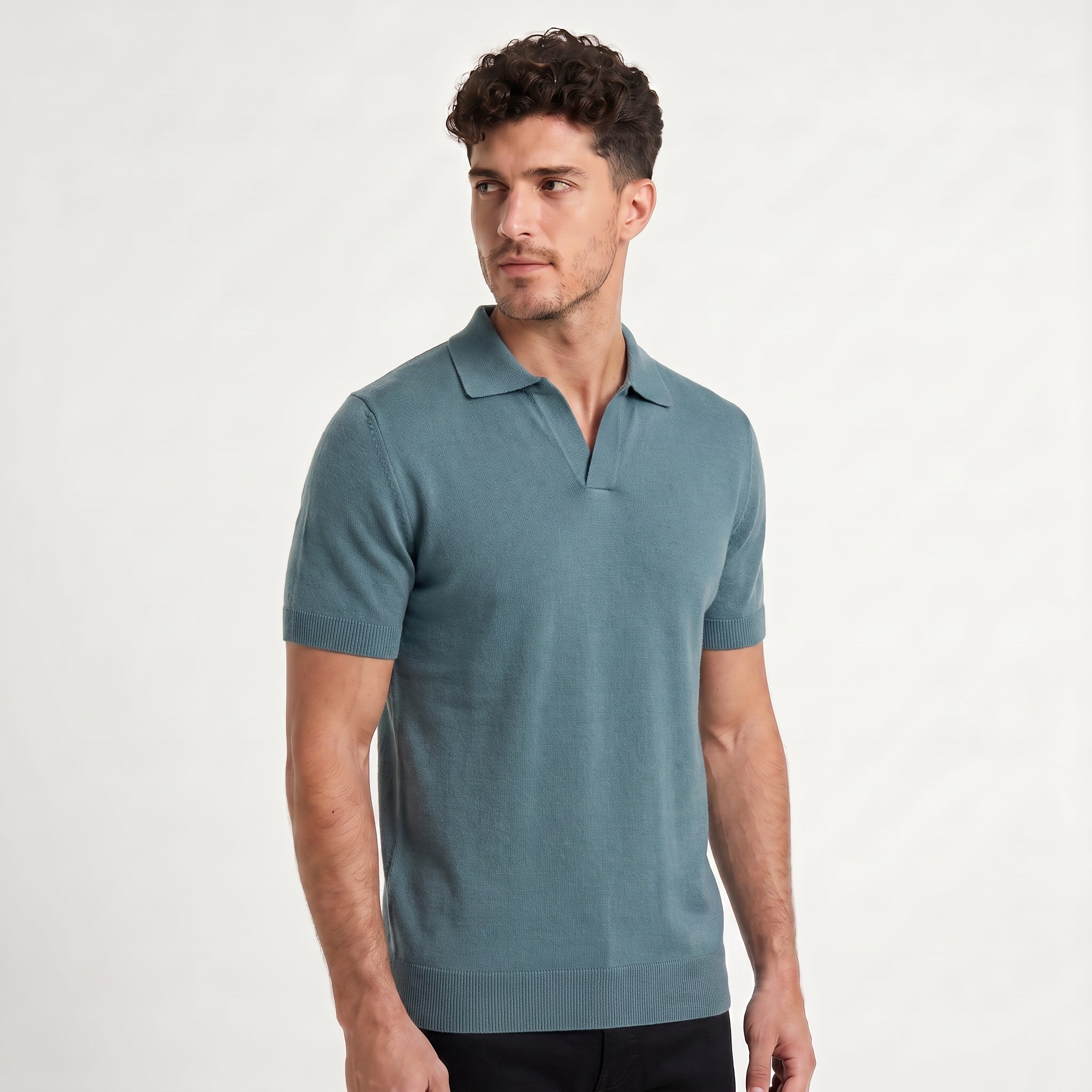 Men's Slim-Fit Knitted Polo Shirt