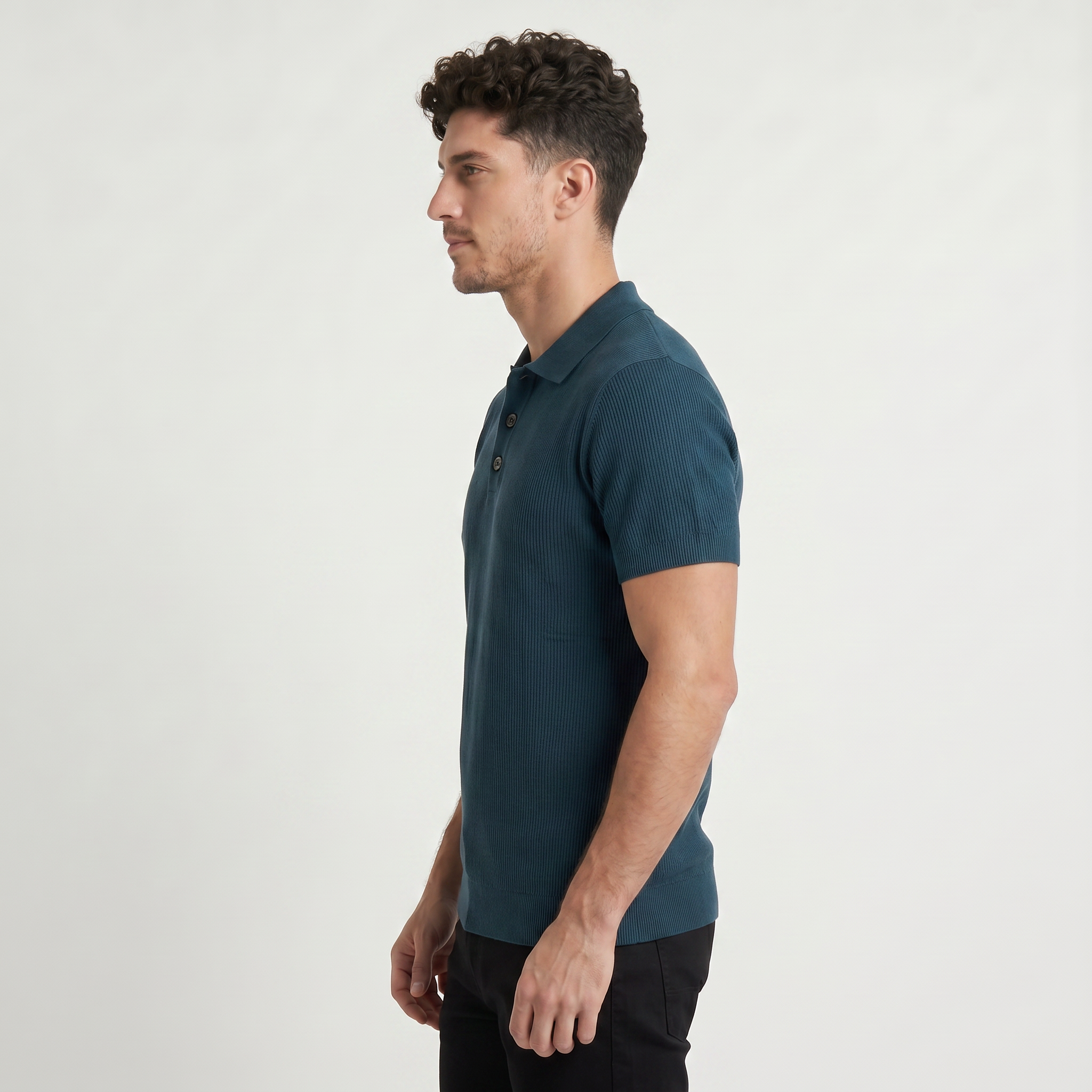 Men's Shortsleeve Ribbed Knitted Polo