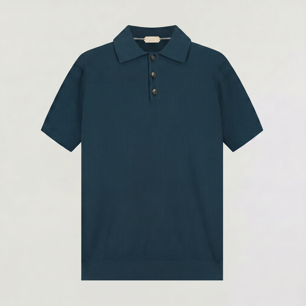 Men's Shortsleeve Ribbed Knitted Polo