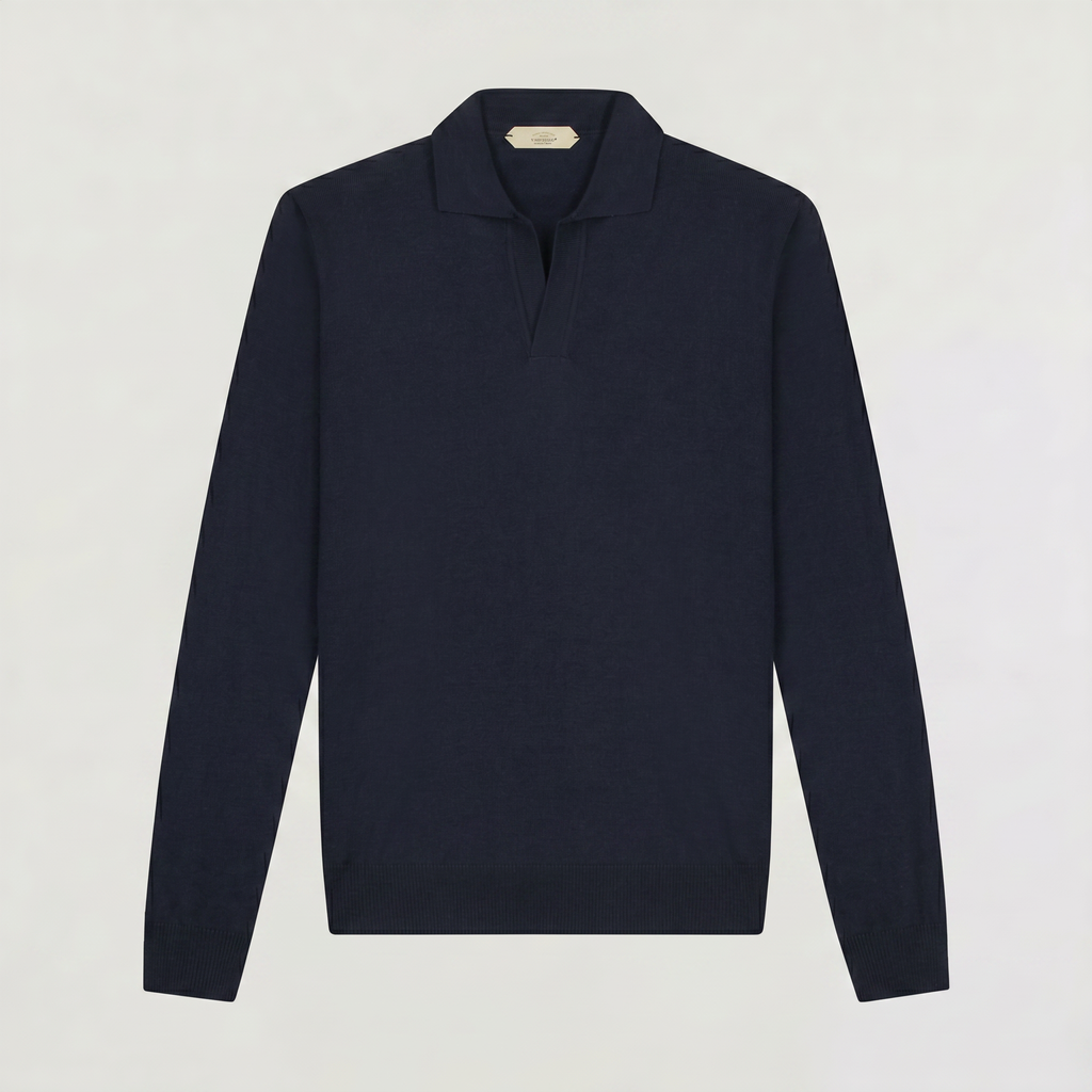 Men's Slim-Fit Knitted Polo Jumper
