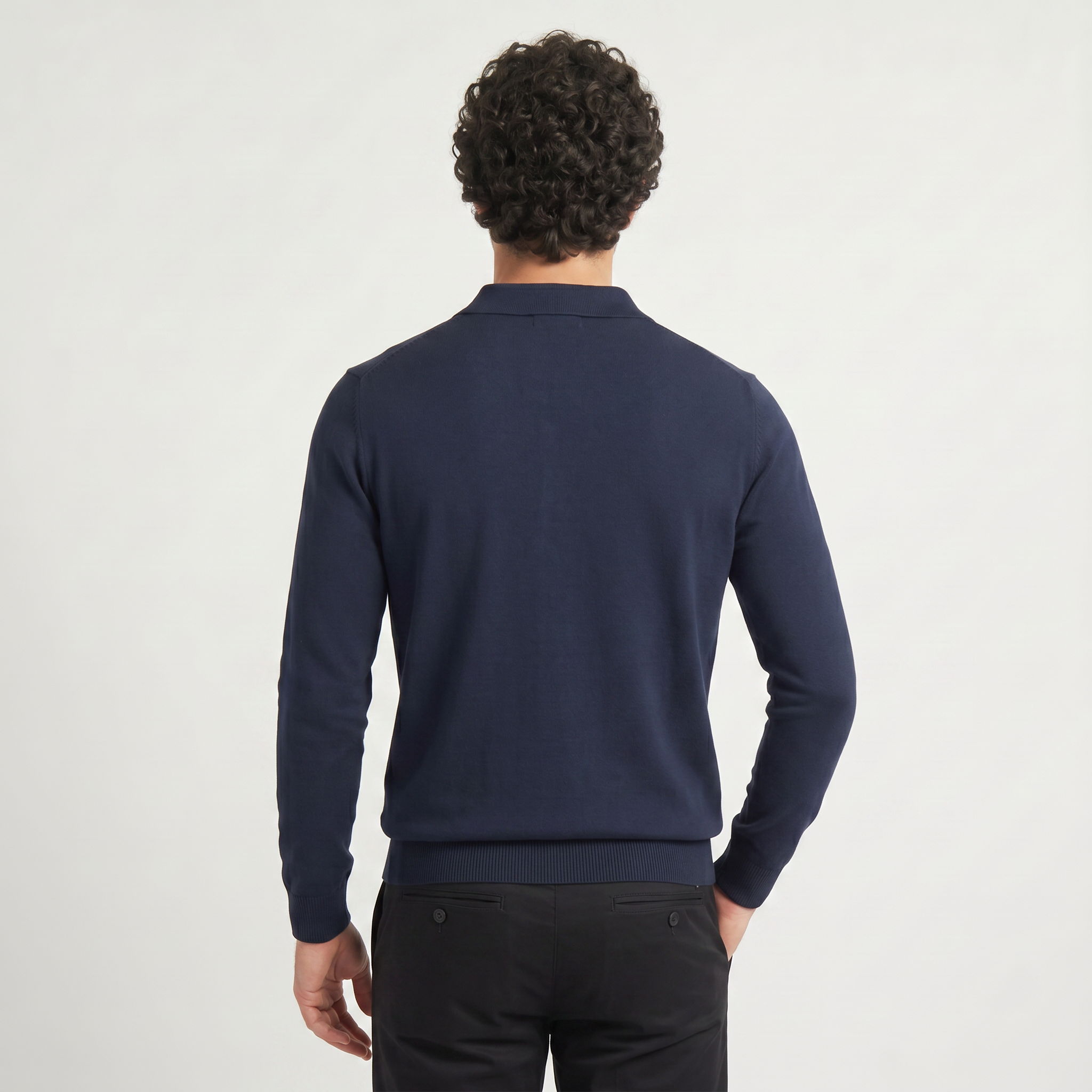 Men's Slim-Fit Knitted Polo Jumper