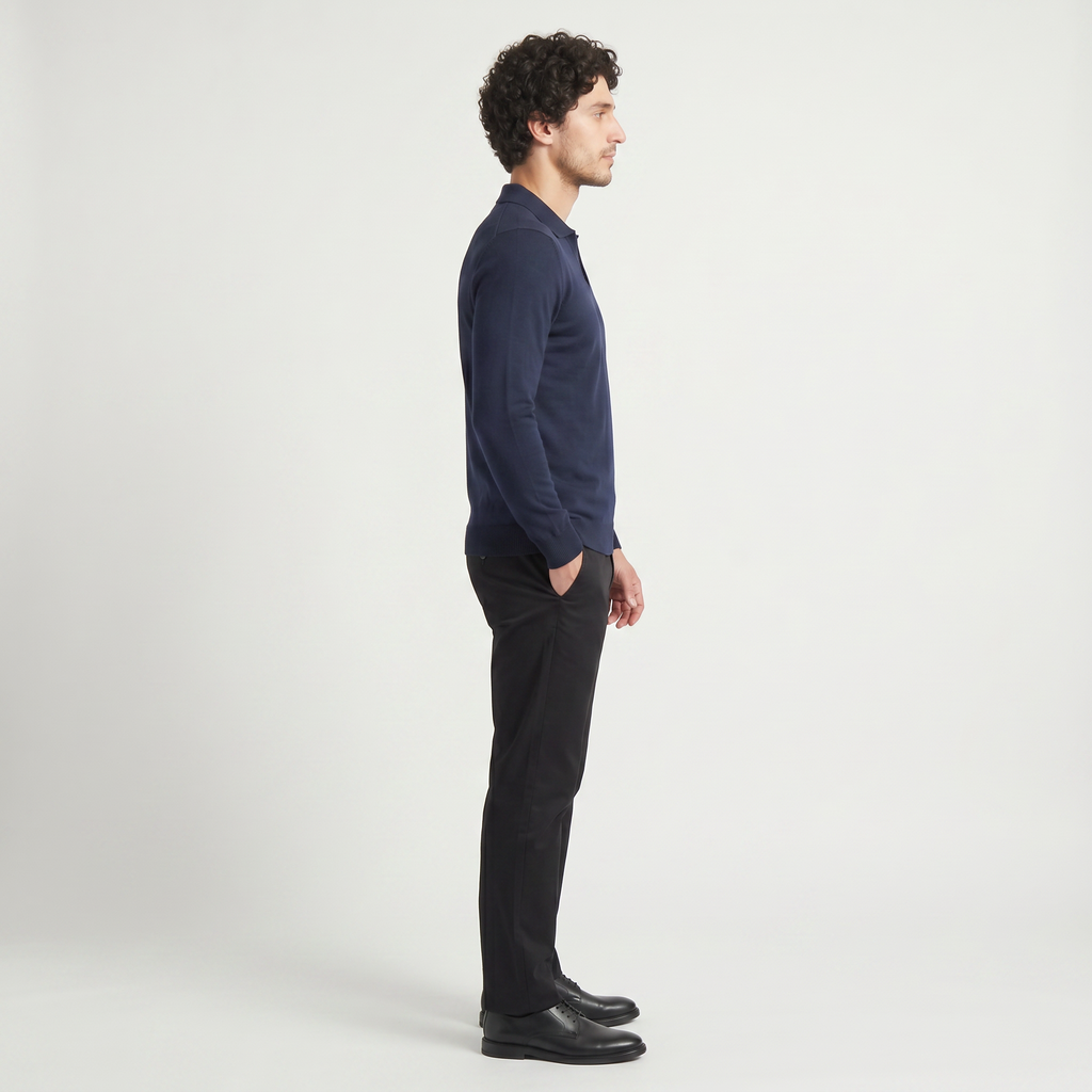 Men's Slim-Fit Knitted Polo Jumper