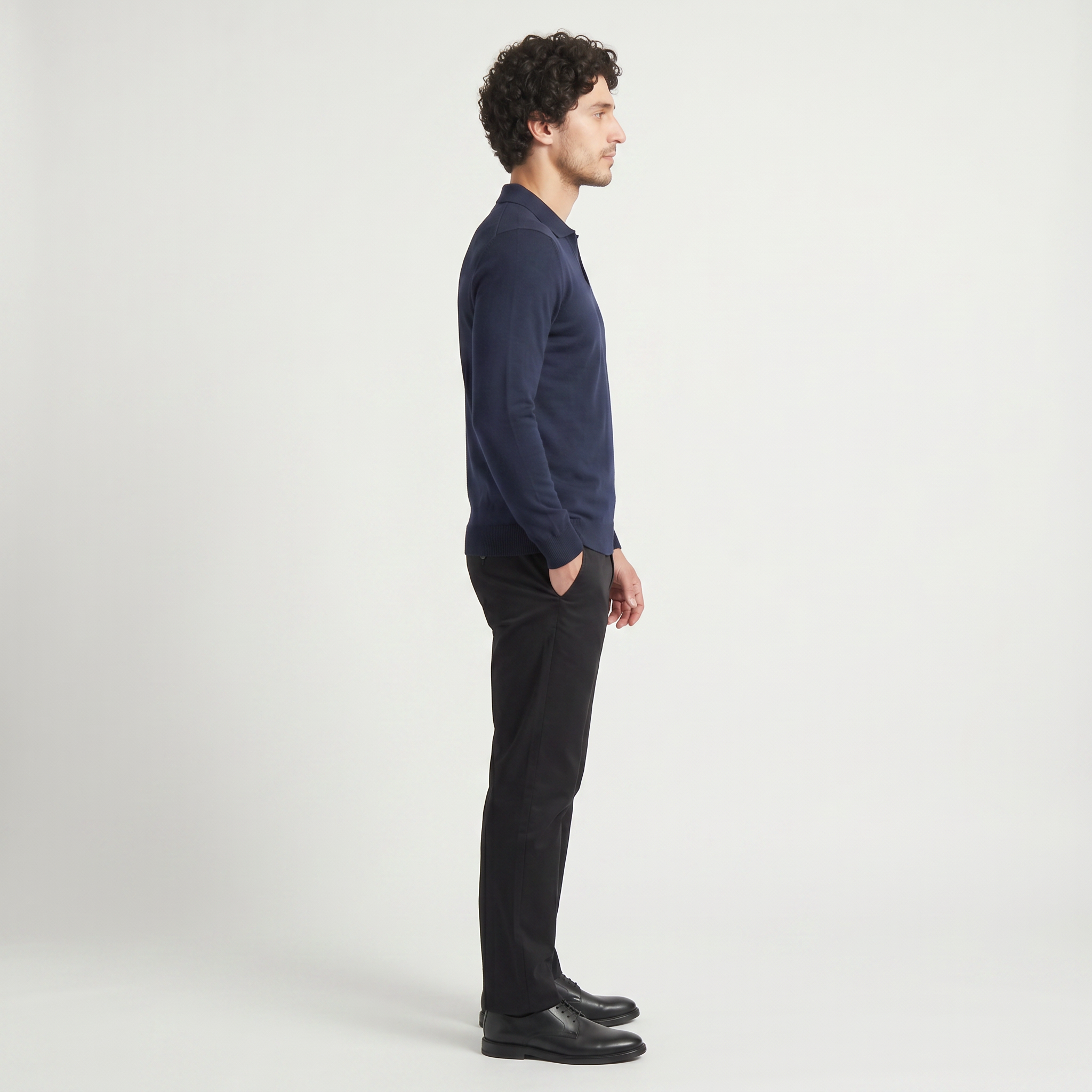 Men's Slim-Fit Knitted Polo Jumper