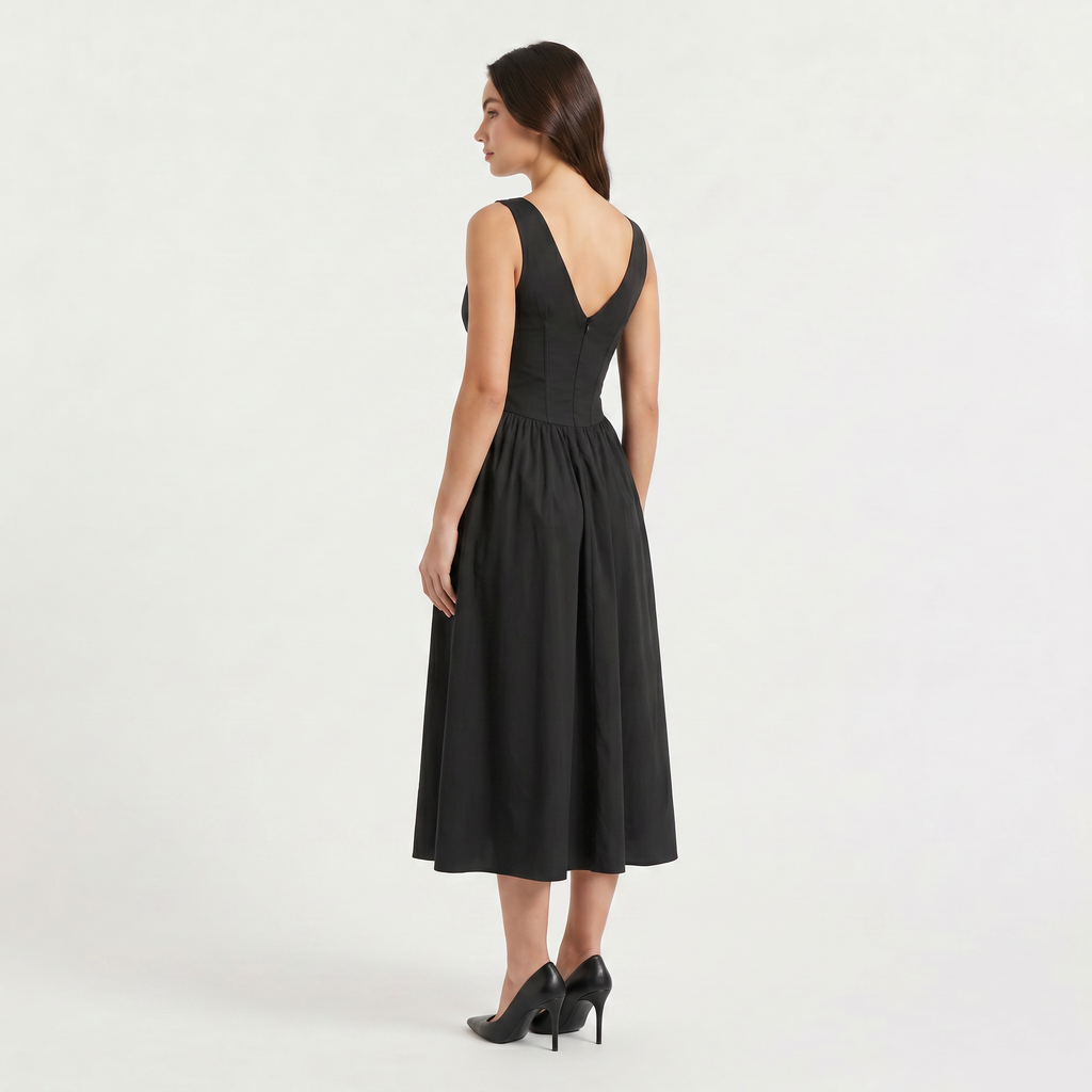Women's Sleeveless V-Neck Midi Dress
