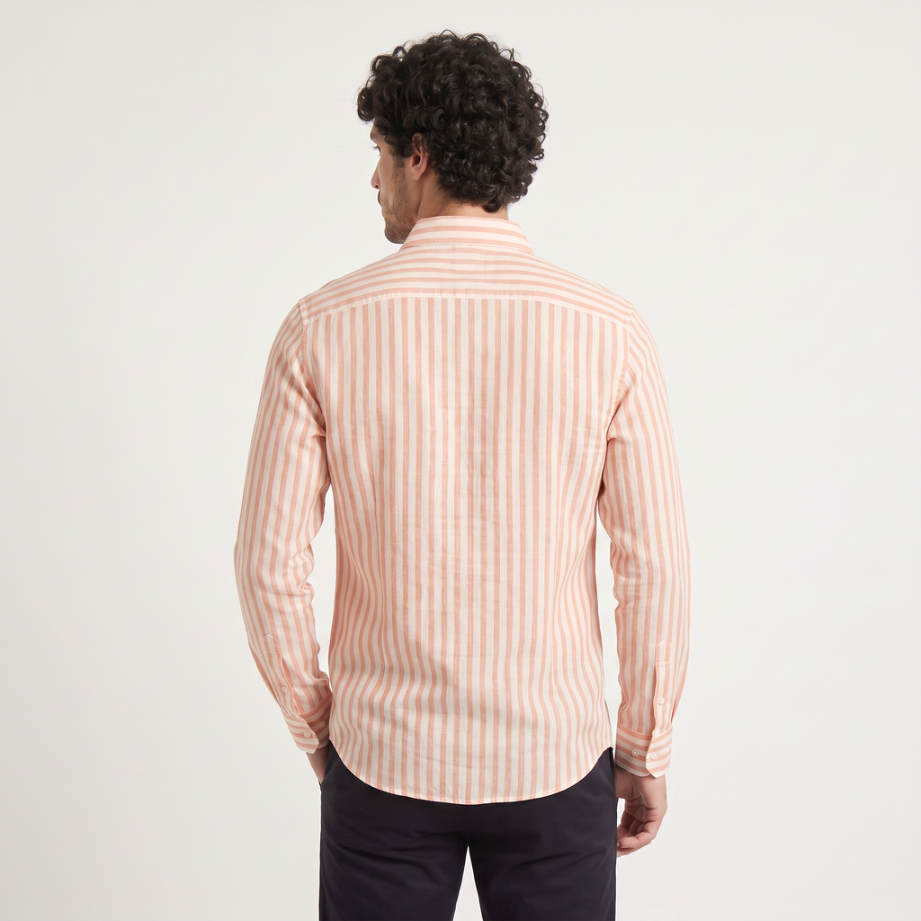 Men's Slim-Fit Striped Linen Shirt