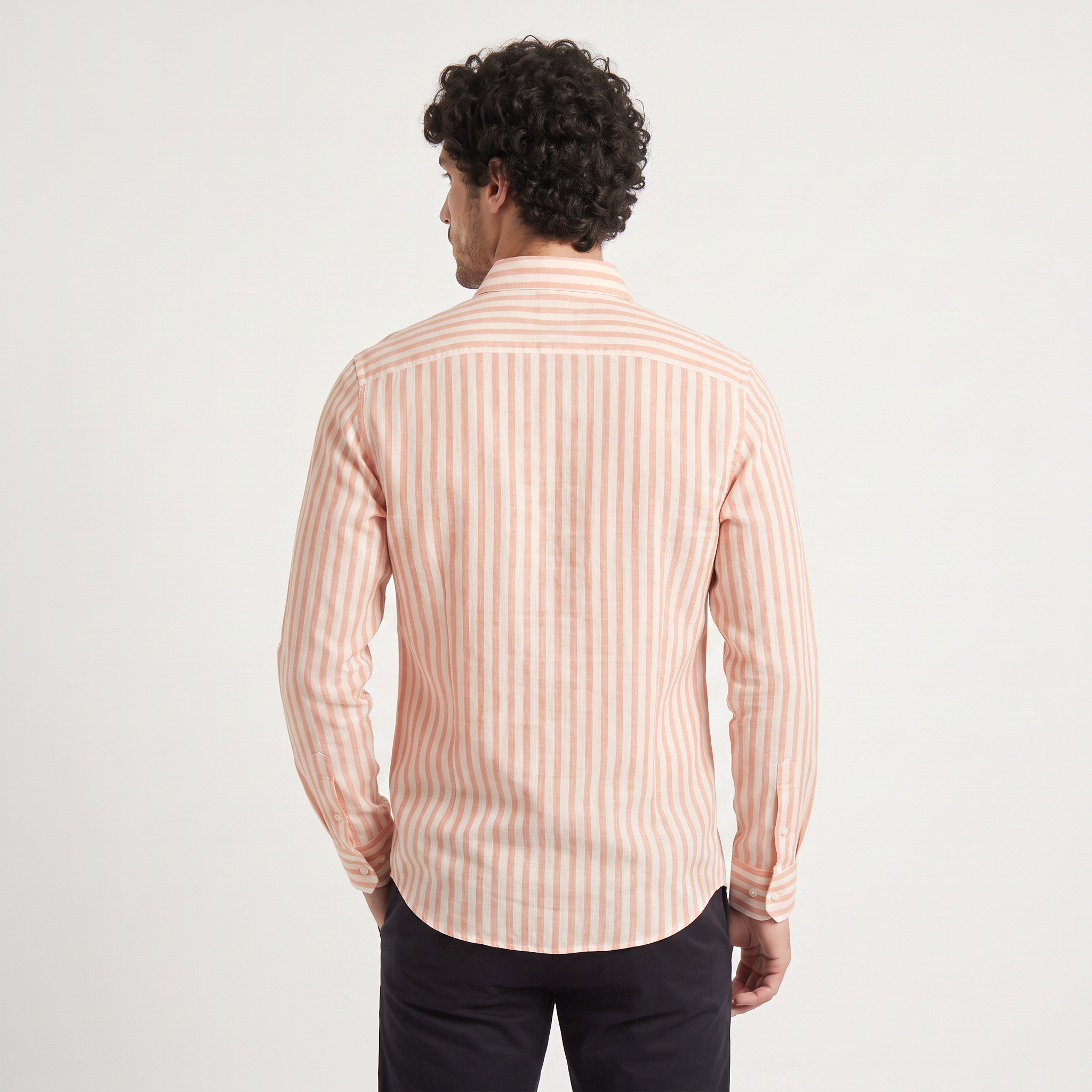 Men's Slim-Fit Striped Linen Shirt