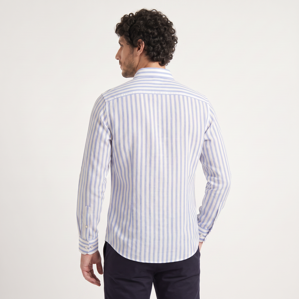 Men's Slim-Fit Striped Linen Shirt