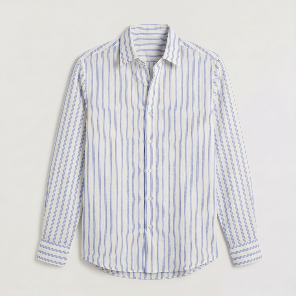 Men's Slim-Fit Striped Linen Shirt
