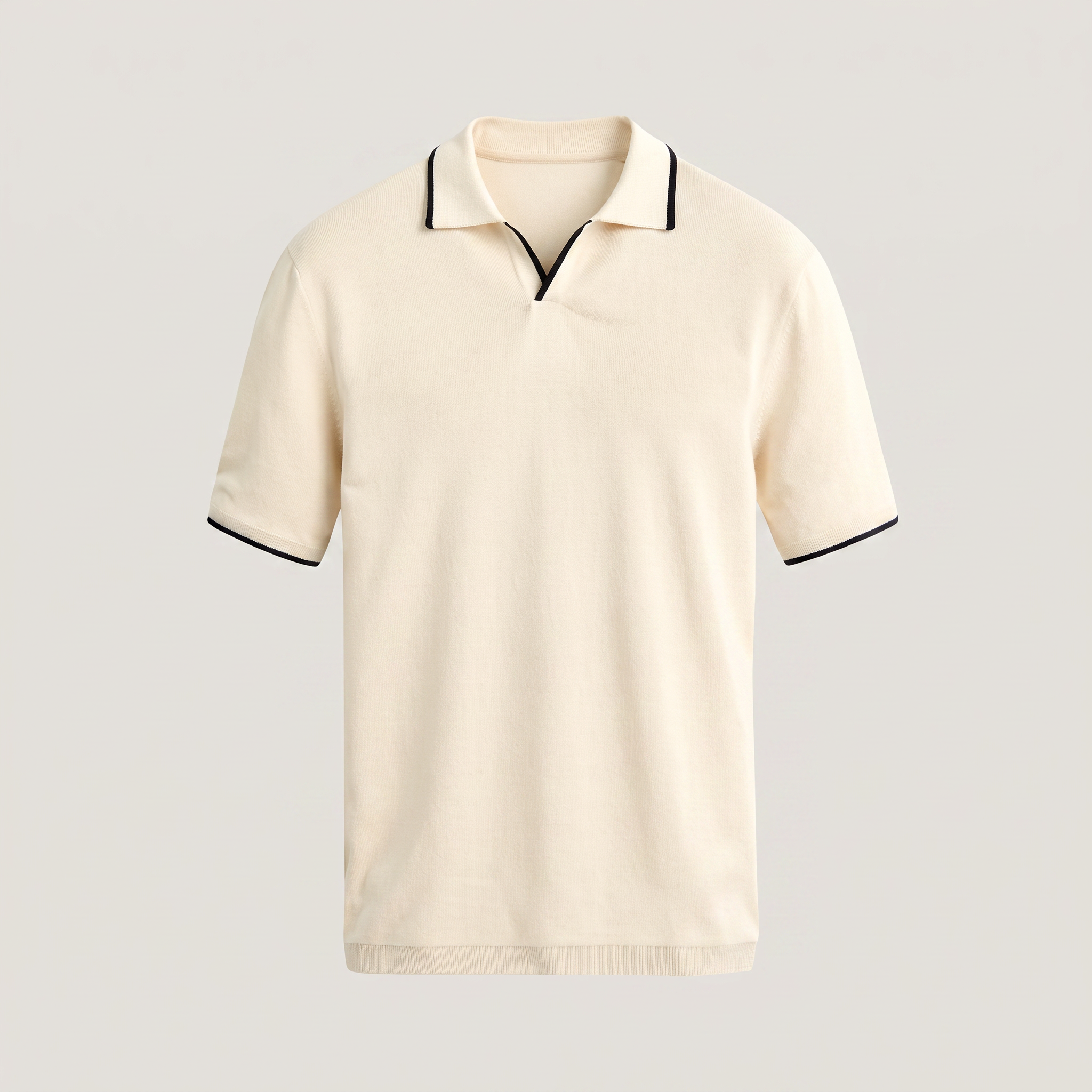 Men's Contrast Trim Knitted Polo Shirt