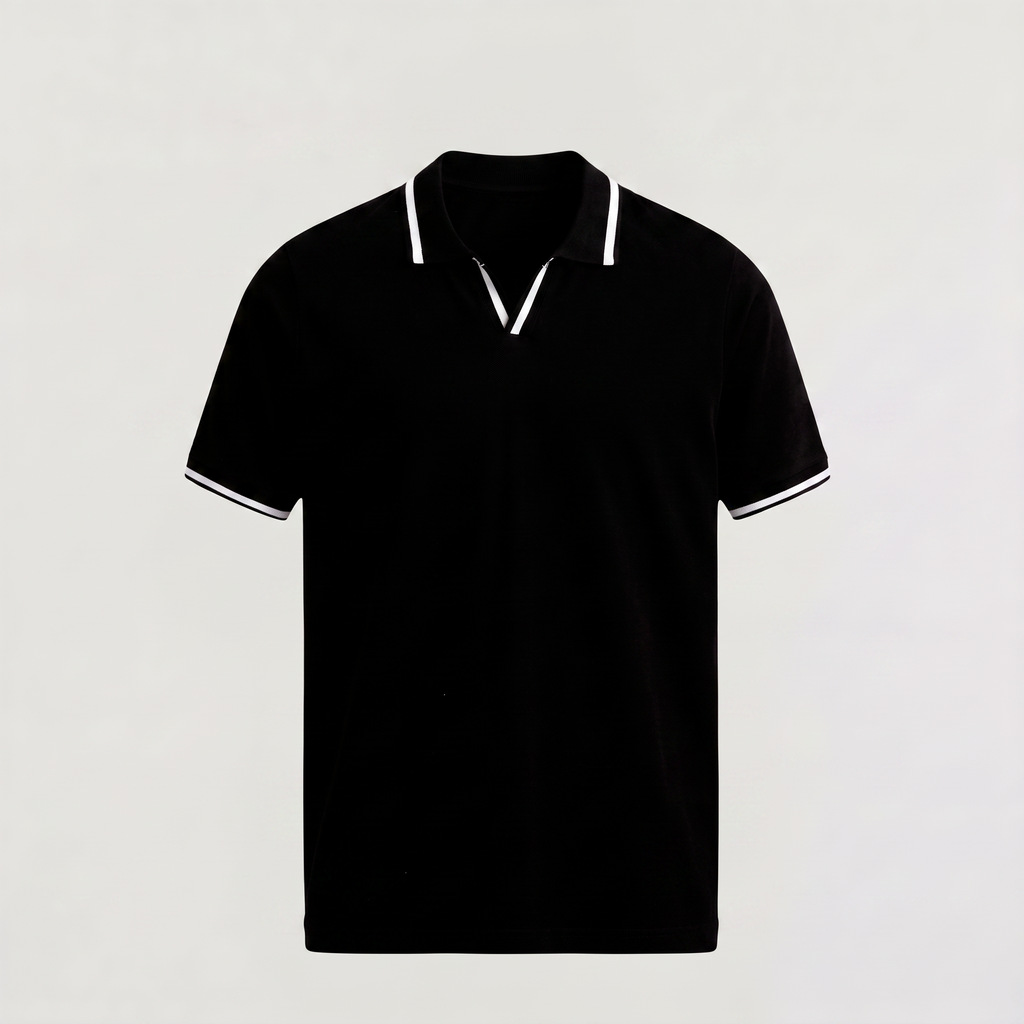 Men's Contrast Trim Knitted Polo Shirt