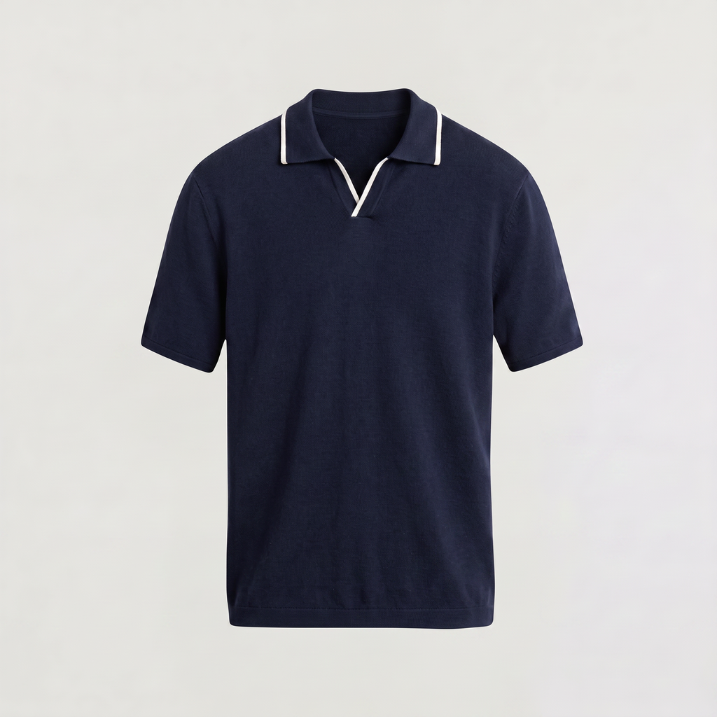 Men's Contrast Trim Knitted Polo Shirt