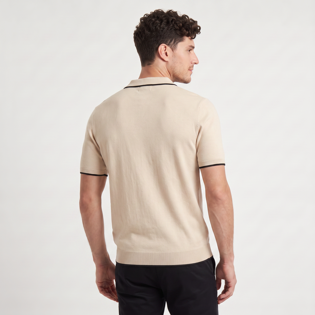 Men's Contrast Trim Knitted Polo Shirt
