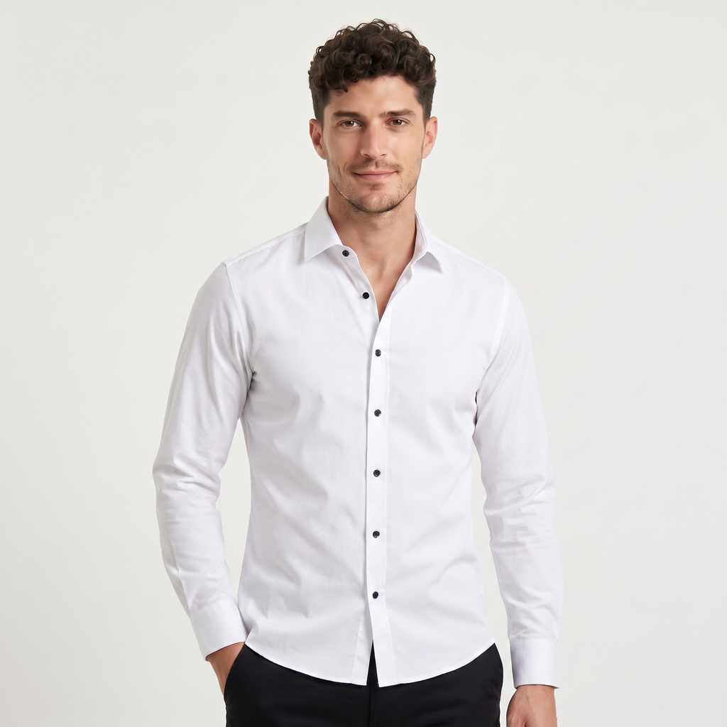Men's Slim-Fit Button-Up Dress Shirt