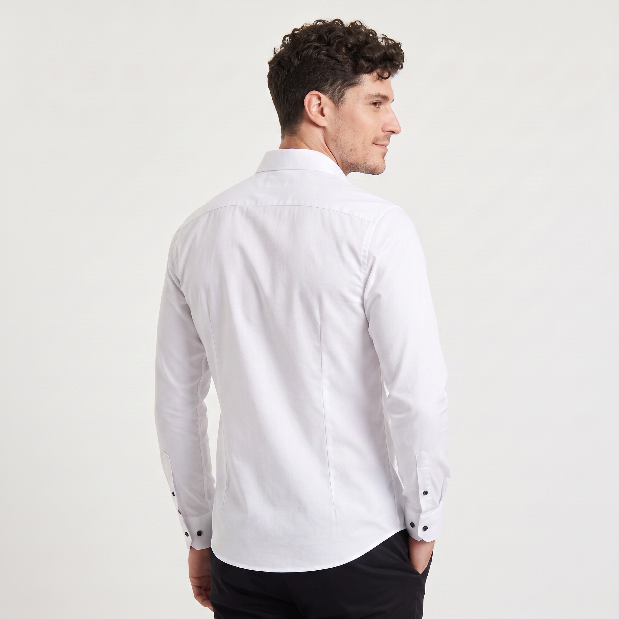 Men's Slim-Fit Button-Up Dress Shirt